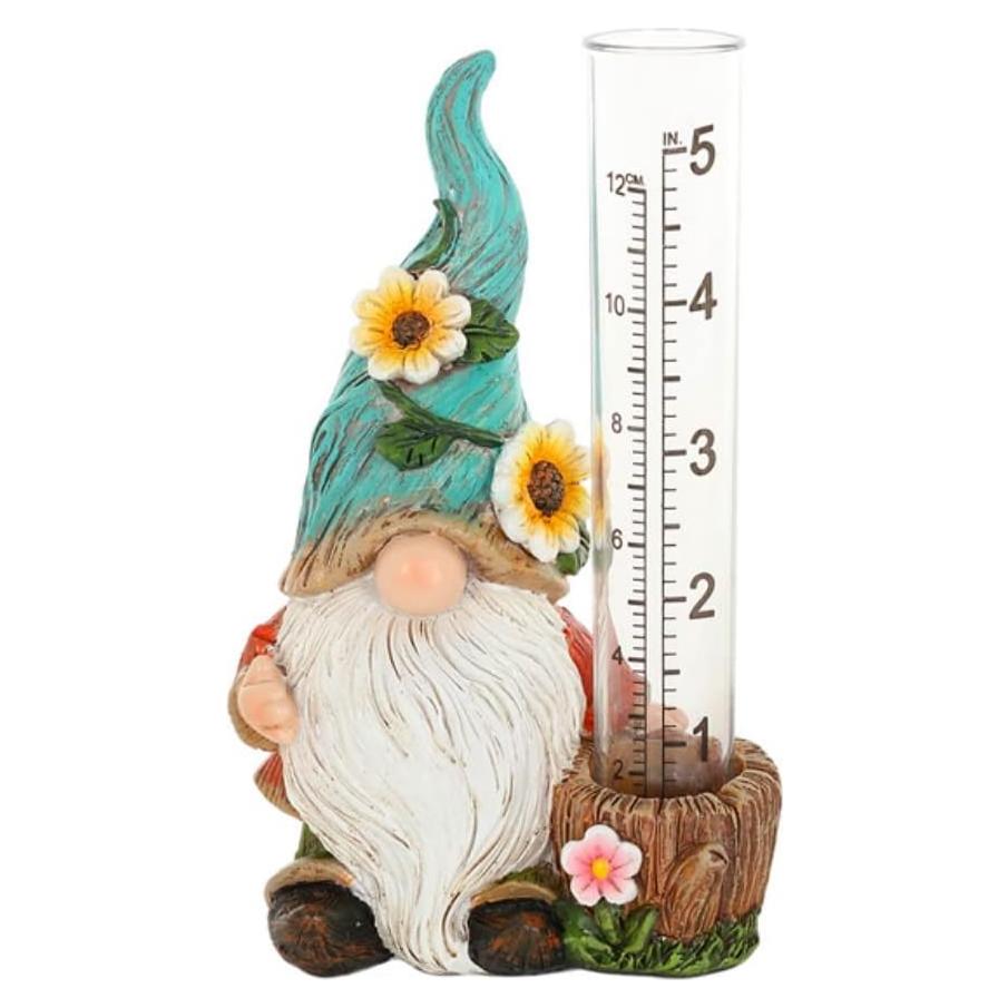 Medidor de Lluvia Gnomo de Jardín Verde La Colección Bridge