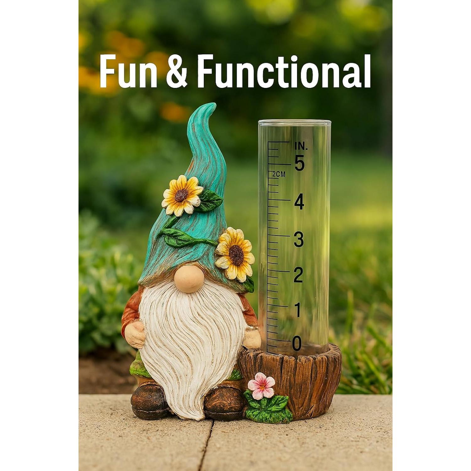 Medidor de Lluvia Gnomo de Jardín Verde La Colección Bridge
