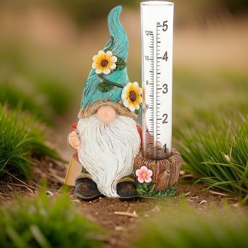 Medidor de Lluvia Gnomo de Jardín Verde La Colección Bridge