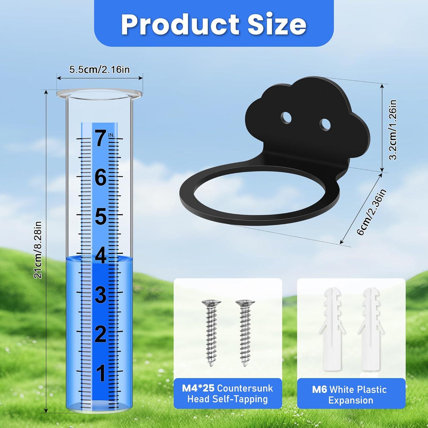 Pluviómetro Exterior Timenued 7" (17.78 cm) con Soporte Acero Inoxidable