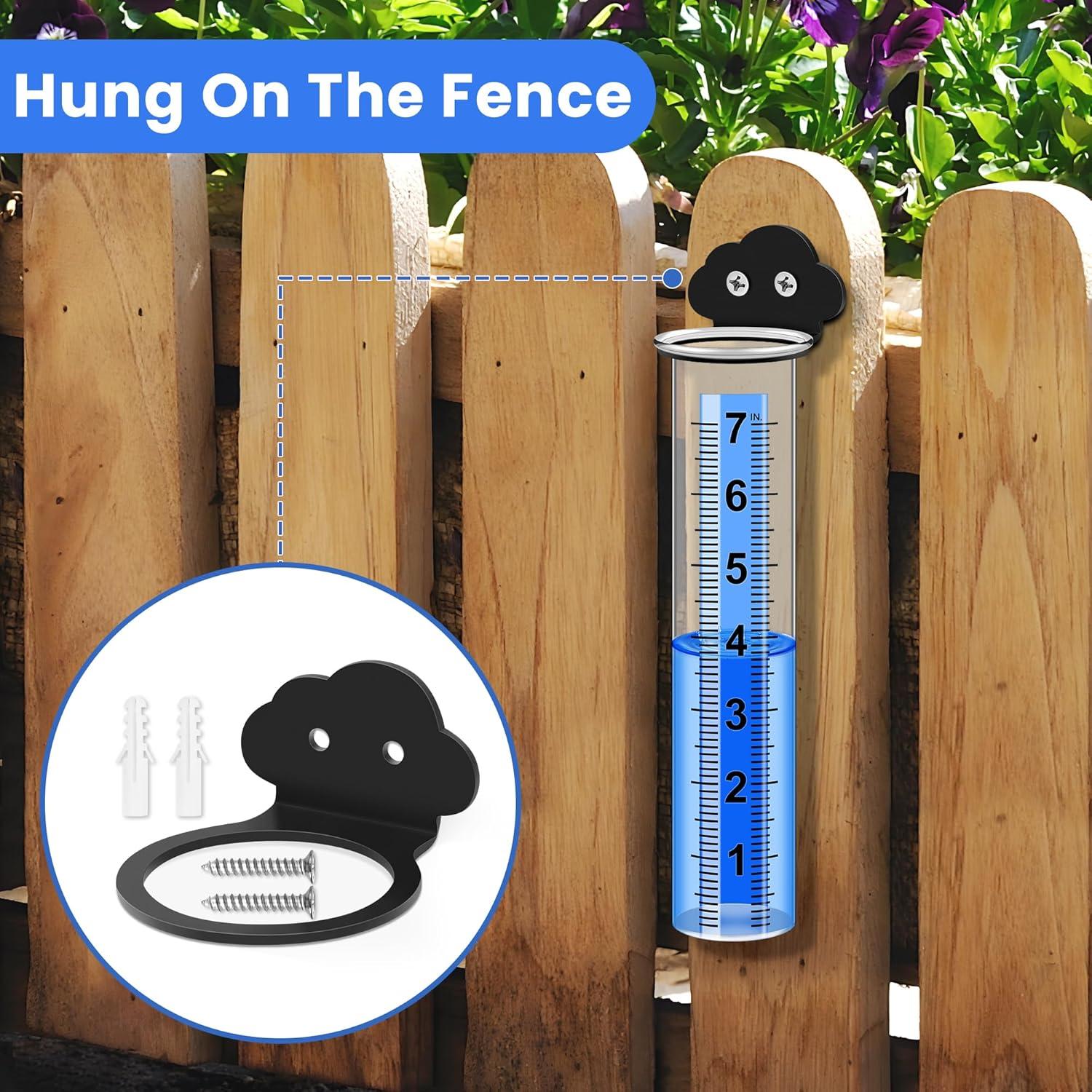 Pluviómetro Exterior Timenued 7" (17.78 cm) con Soporte Acero Inoxidable