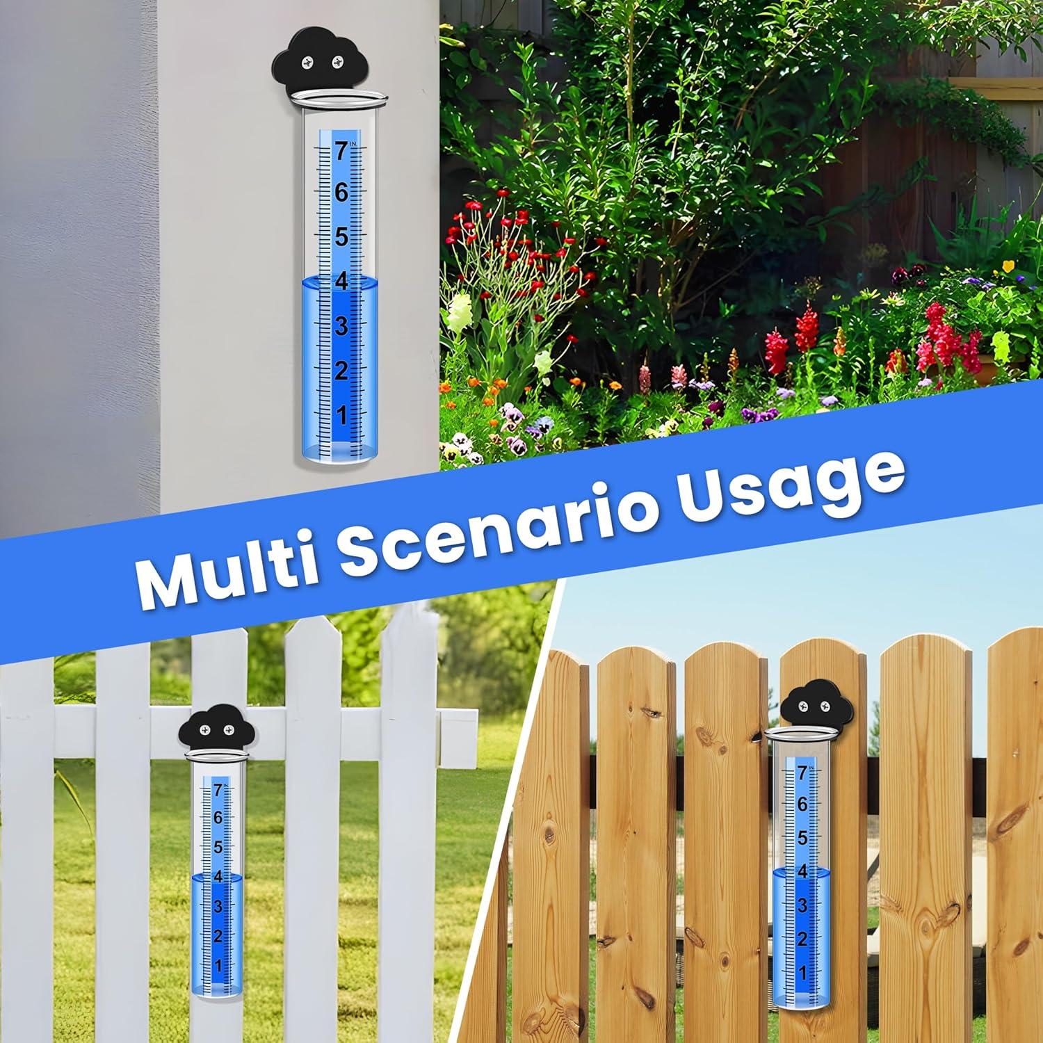 Pluviómetro Exterior Timenued 7" (17.78 cm) con Soporte Acero Inoxidable