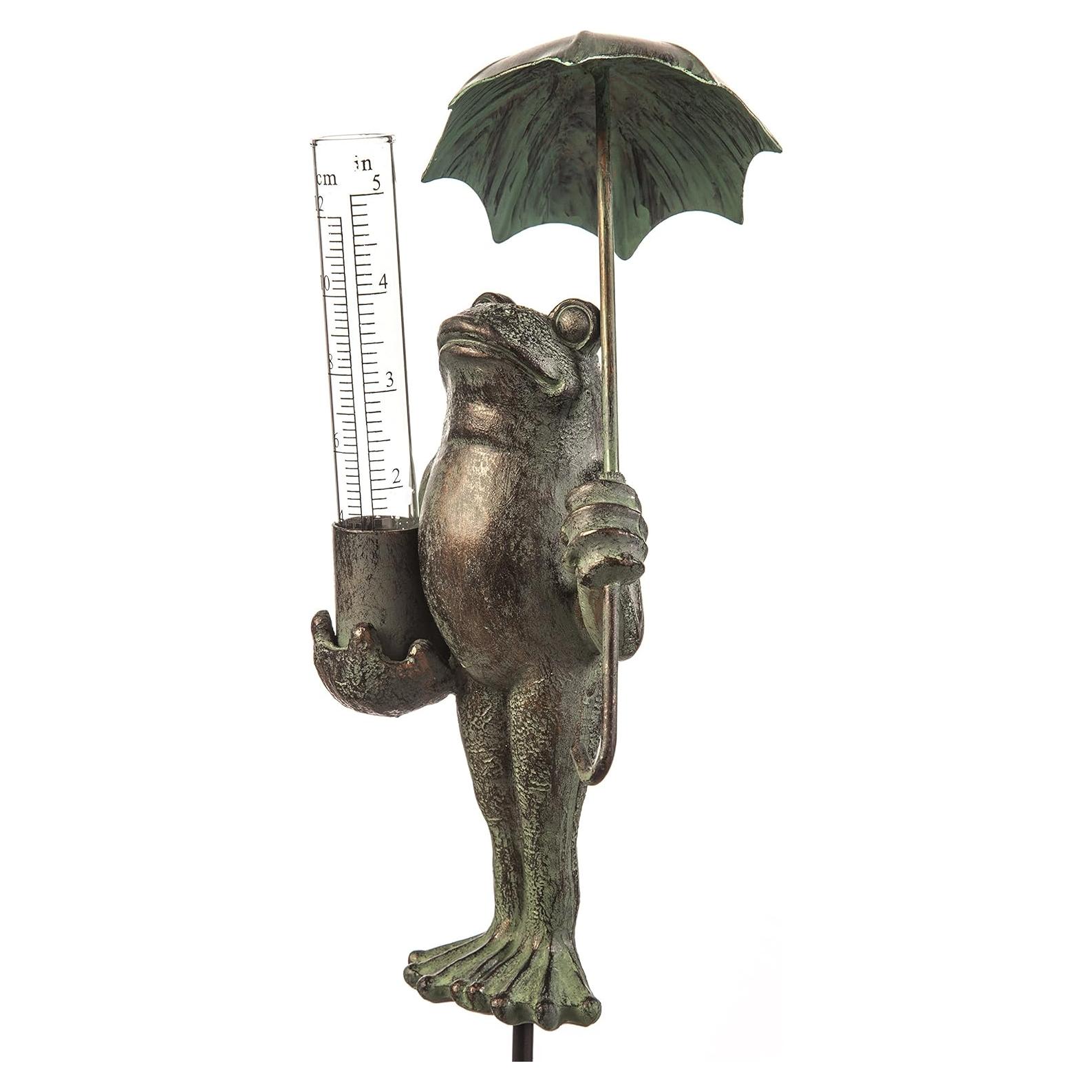 Estatua de Rana Medidor de Lluvia Evergreen 45.72 cm Exterior