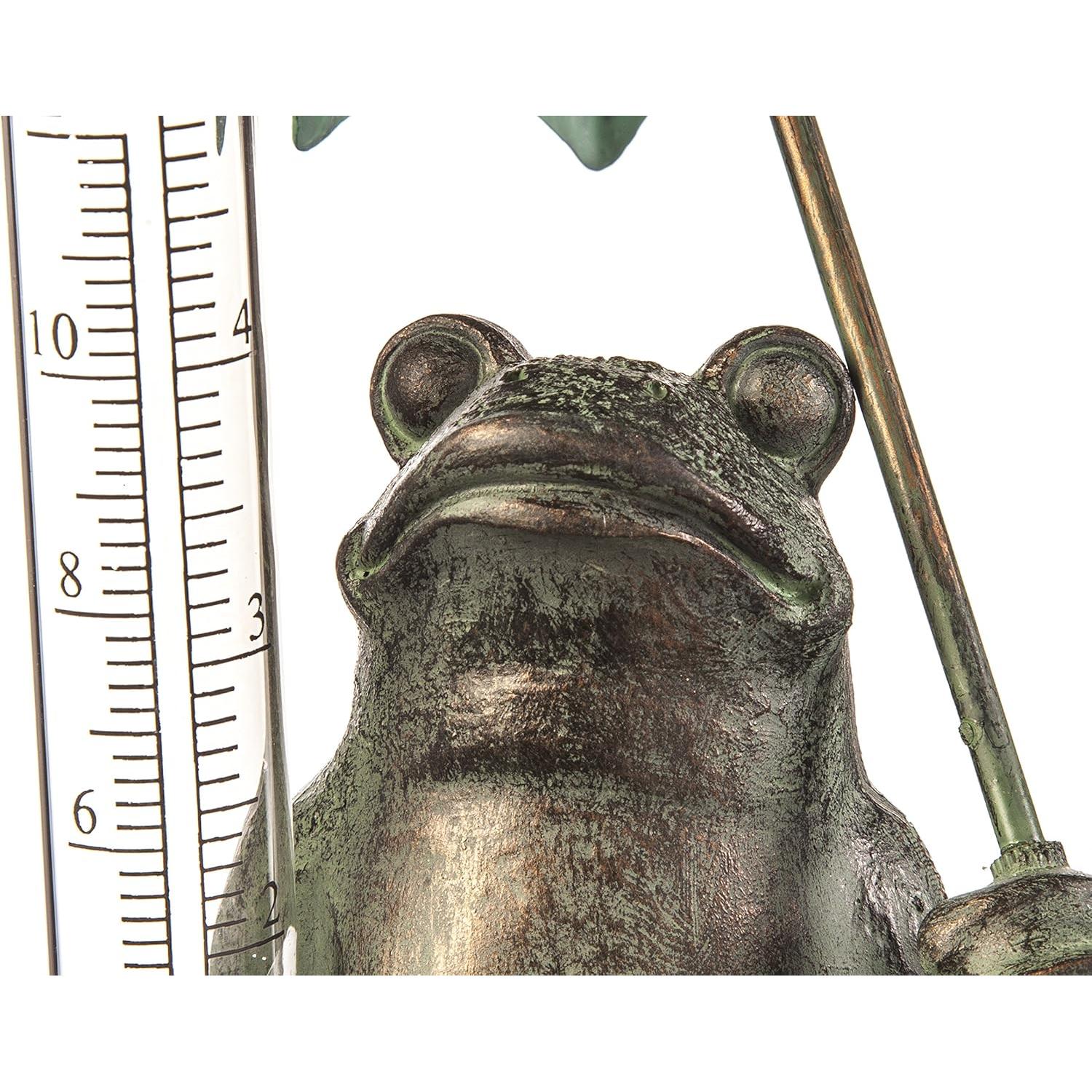 Estatua de Rana Medidor de Lluvia Evergreen 45.72 cm Exterior