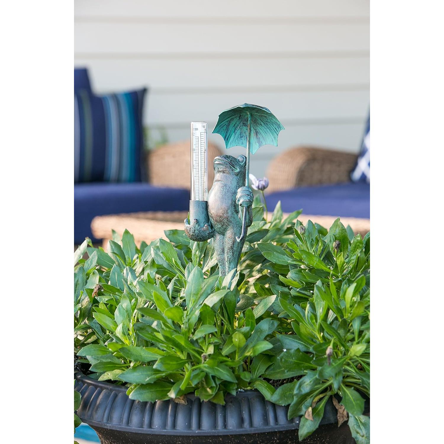 Estatua de Rana Medidor de Lluvia Evergreen 45.72 cm Exterior