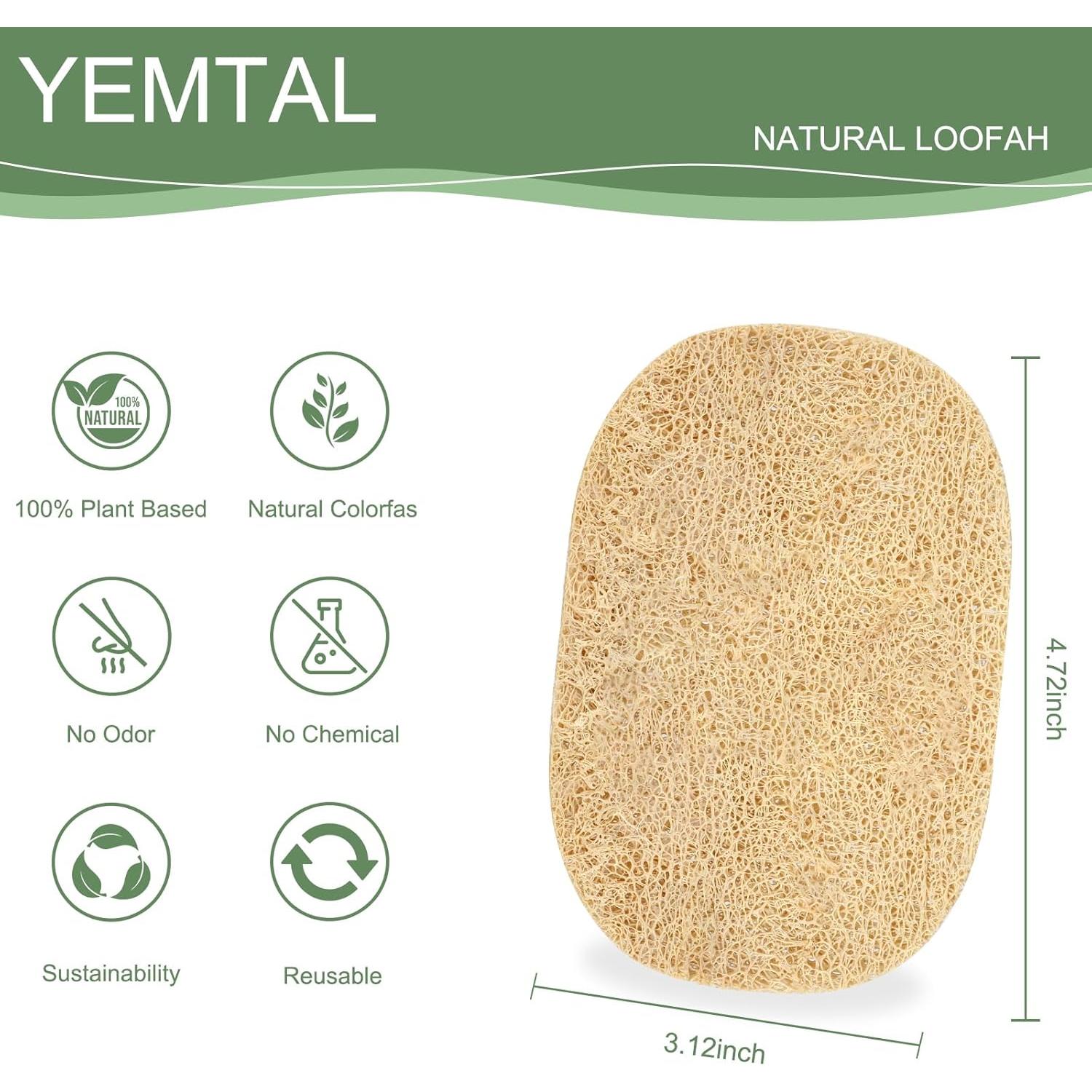 Esponjas de Lufa Natural YEMTAL, Paquete de 6 Biodegradables