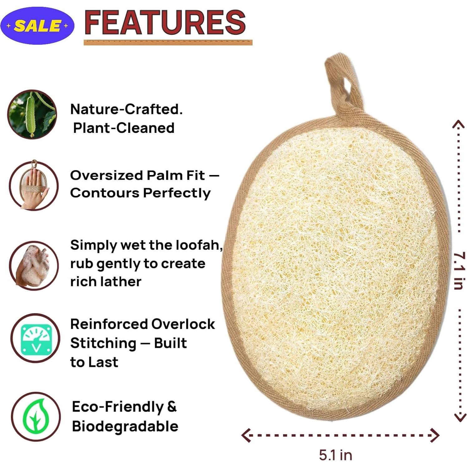 Juego de Esponjas de Lufa Natural FLC-Living Exfoliantes 2 Unidades