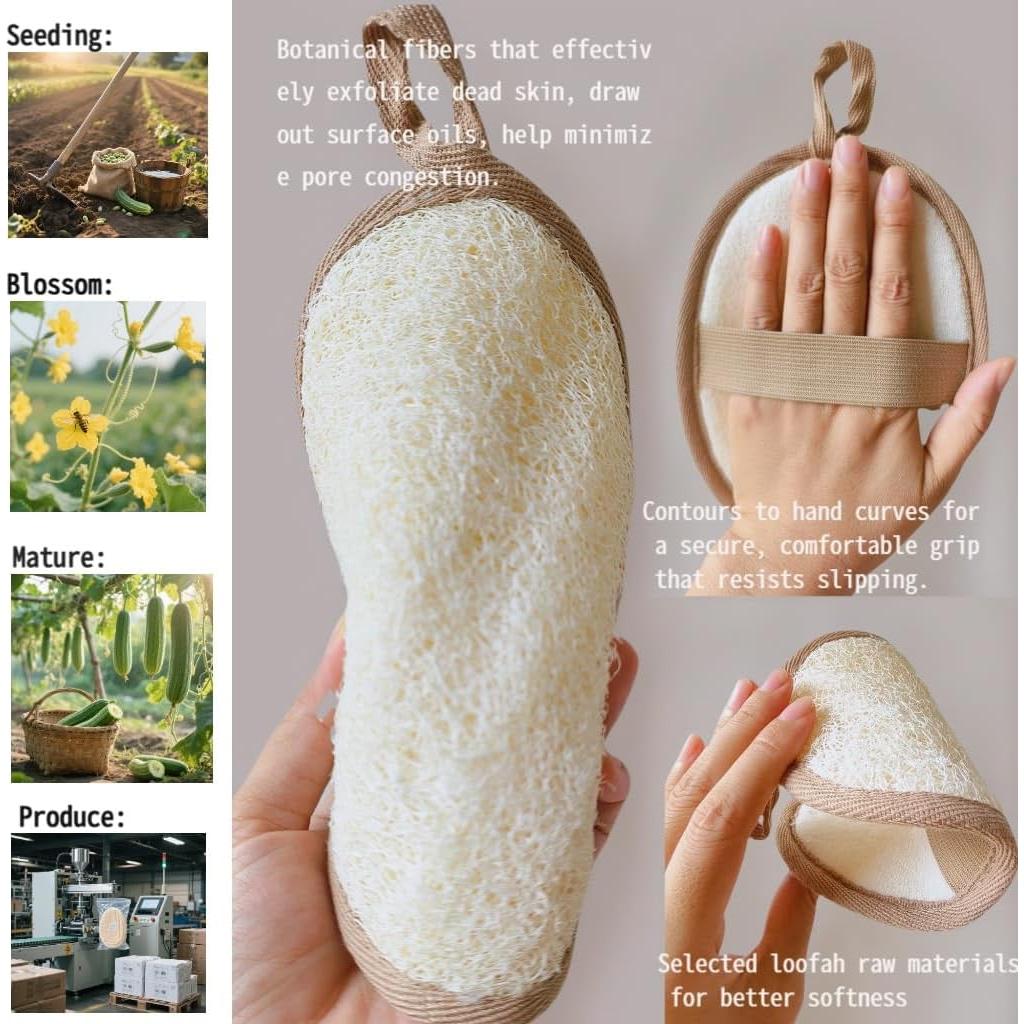 Juego de Esponjas de Lufa Natural FLC-Living Exfoliantes 2 Unidades