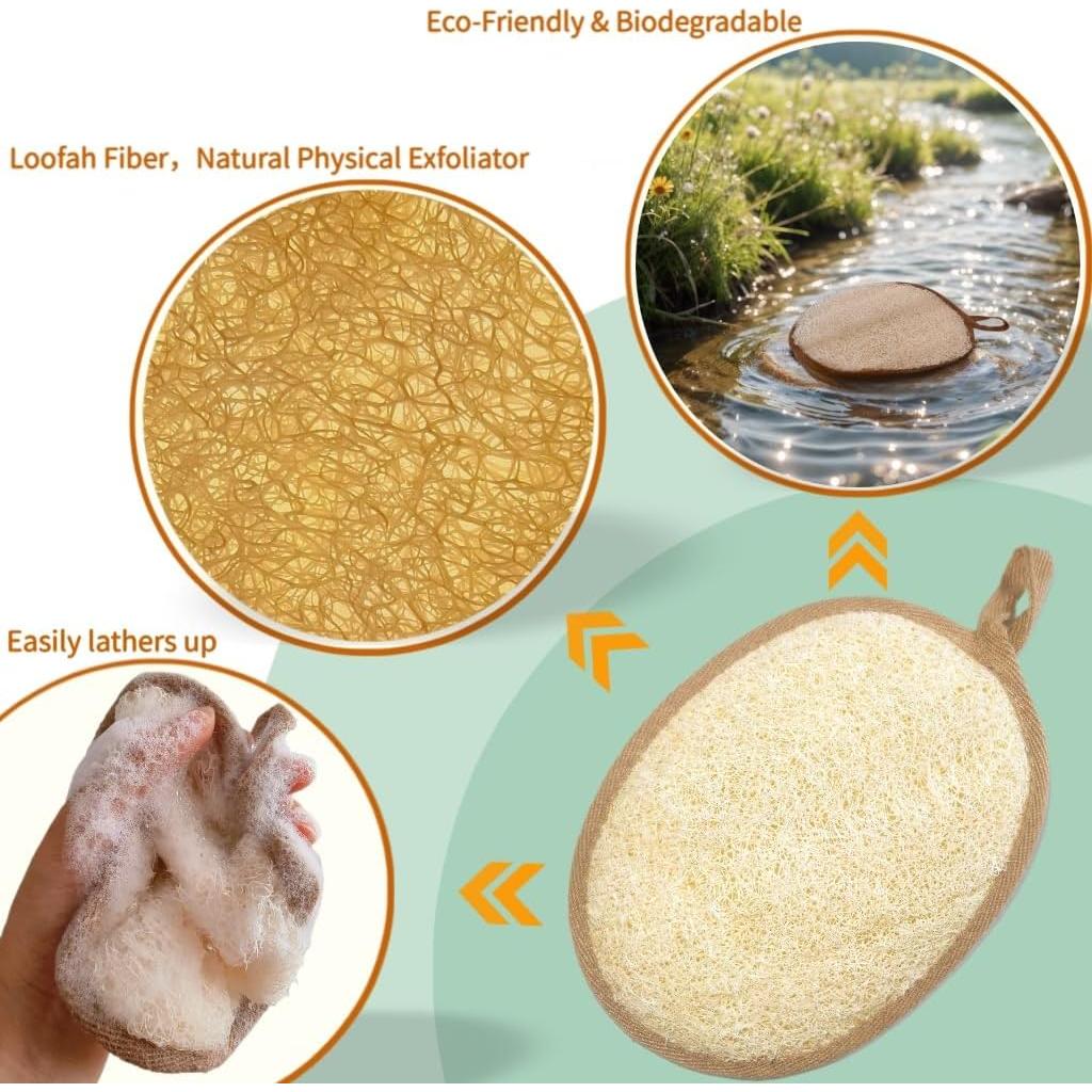 Juego de Esponjas de Lufa Natural FLC-Living Exfoliantes 2 Unidades