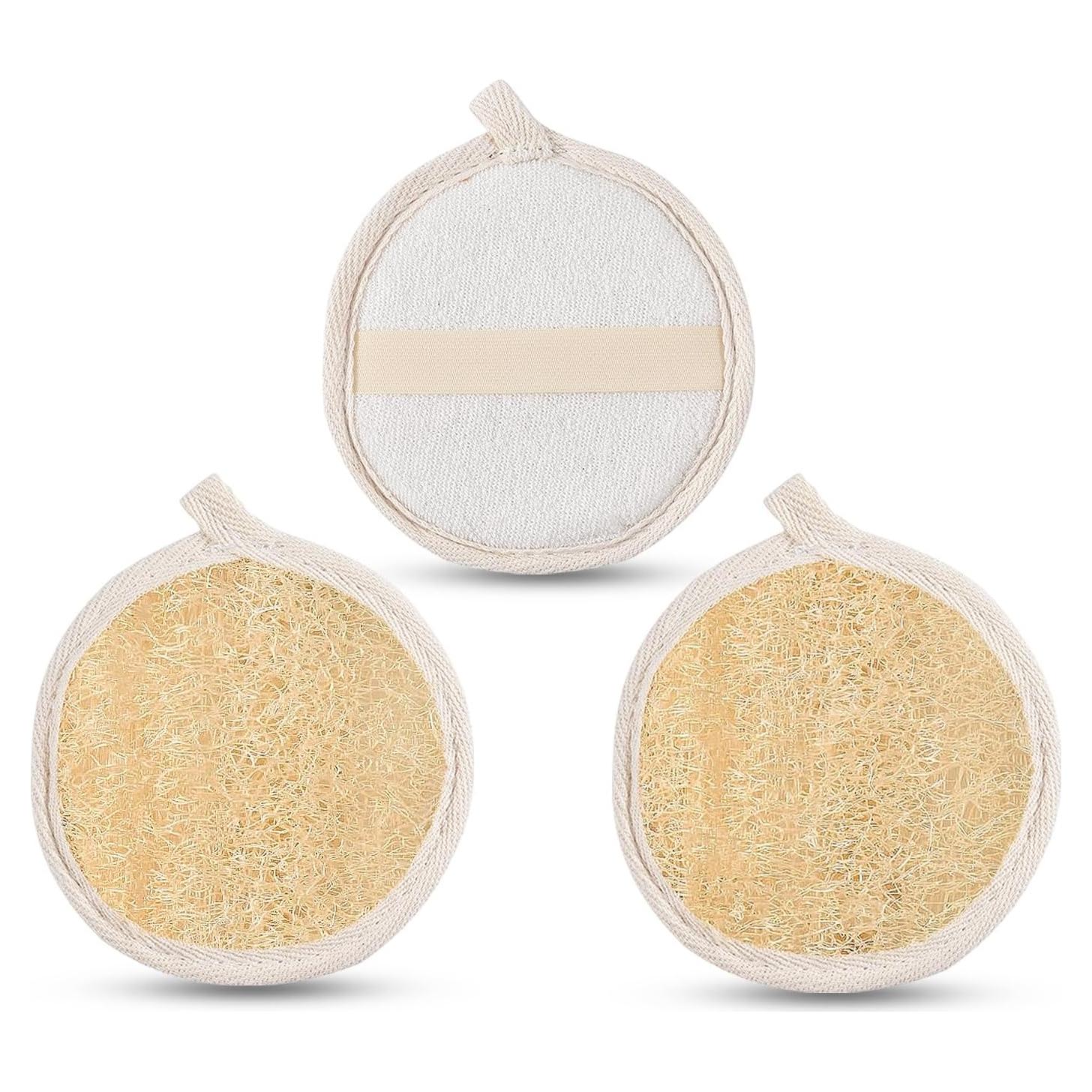 Paquete de 3 Esponjas Exfoliantes de Lufa Natural 10.16 cm