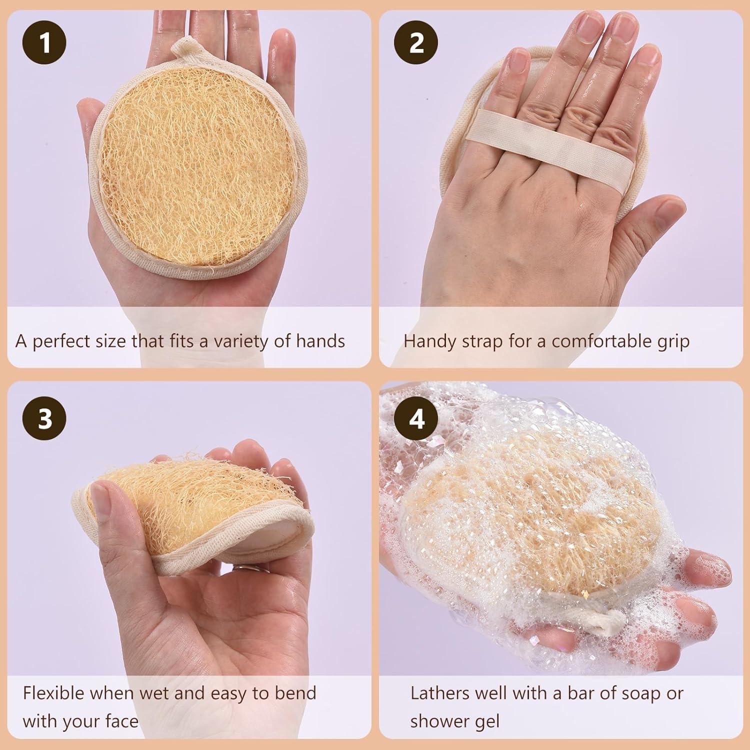 Paquete de 3 Esponjas Exfoliantes de Lufa Natural 10.16 cm