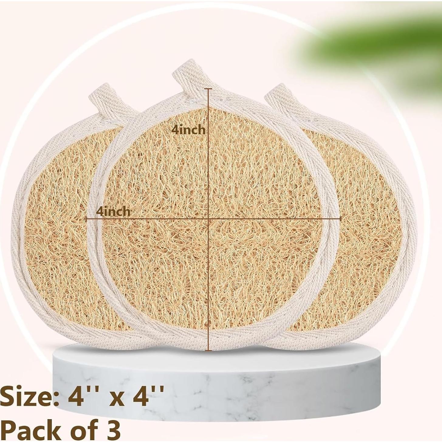 Paquete de 3 Esponjas Exfoliantes de Lufa Natural 10.16 cm