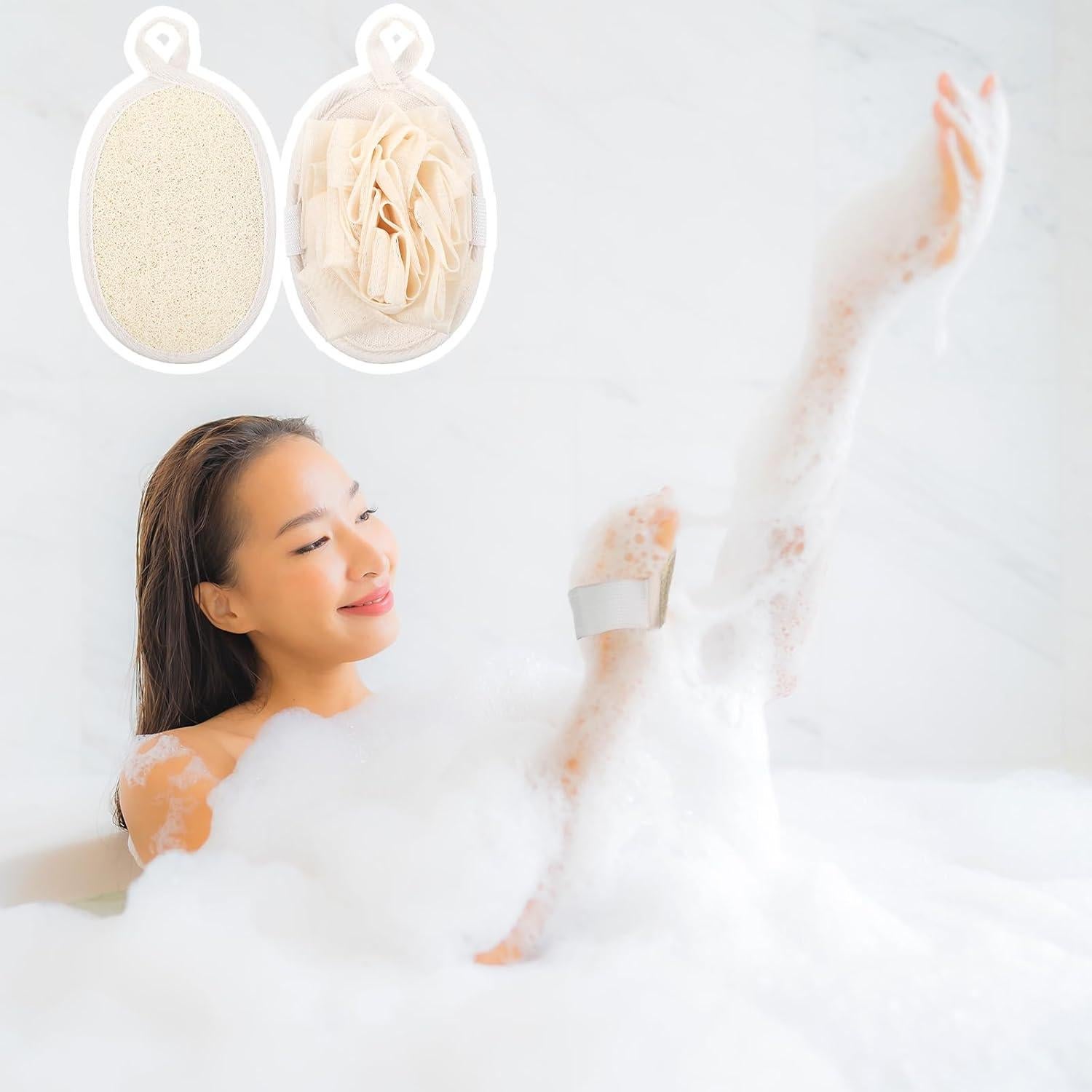 Esponja de Lufa Natural YBEATY 2 PCS Tamaño Viaje Exfoliante