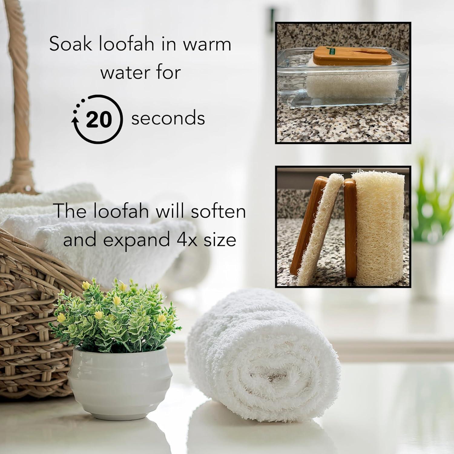 Cabezal de Lufa Natural de Bambú - Paquete de 2, Exfoliante Ecológico