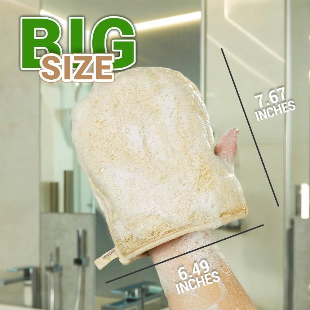 Guantes de Lufa Natural Herbvian Premium - Exfoliantes para Ducha