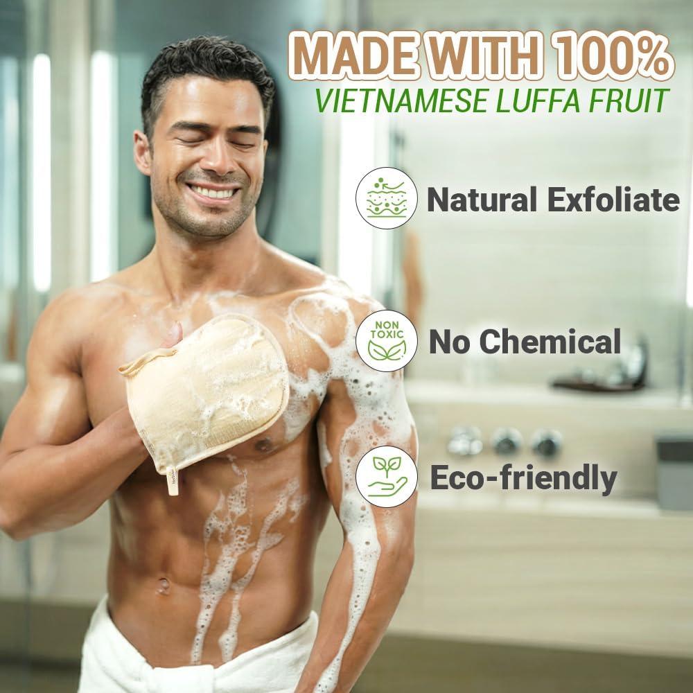 Guantes de Lufa Natural Herbvian Premium - Exfoliantes para Ducha