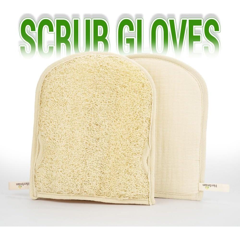 Guantes de Lufa Natural Herbvian Premium - Exfoliantes para Ducha