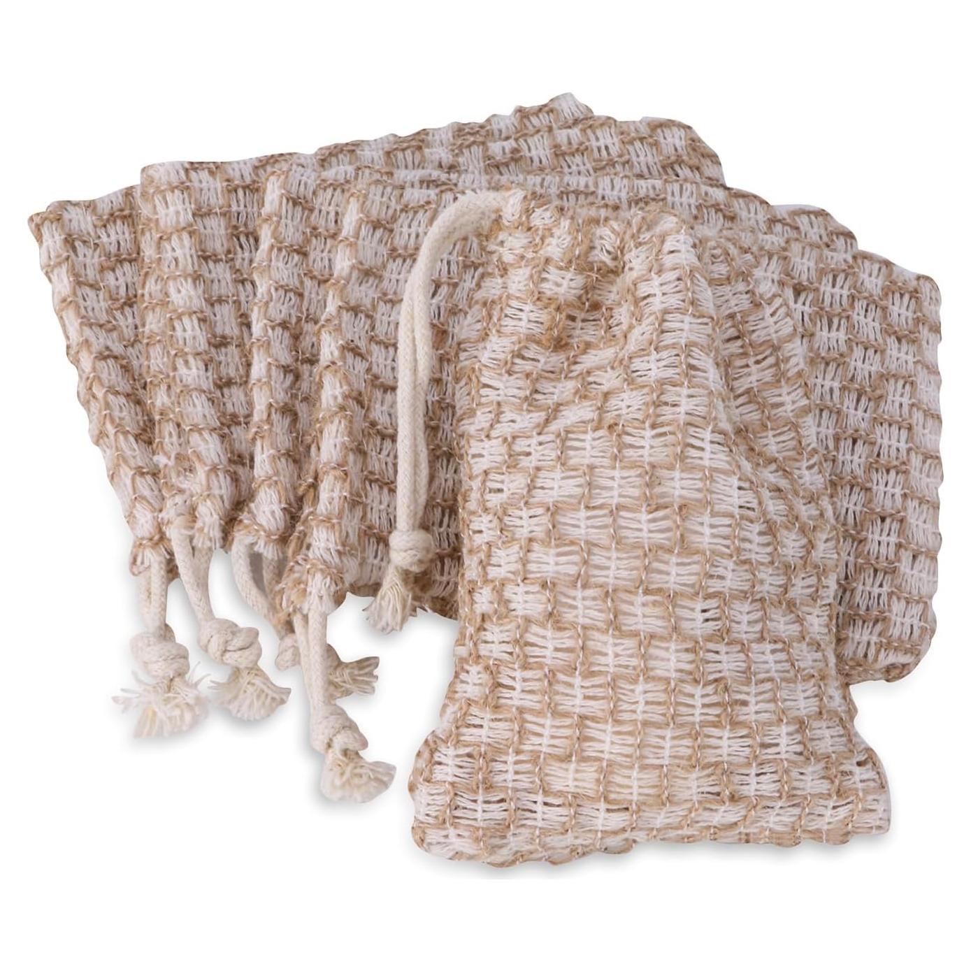 Paquete de 6 bolsas de yute natural para jabones SAMIYUE