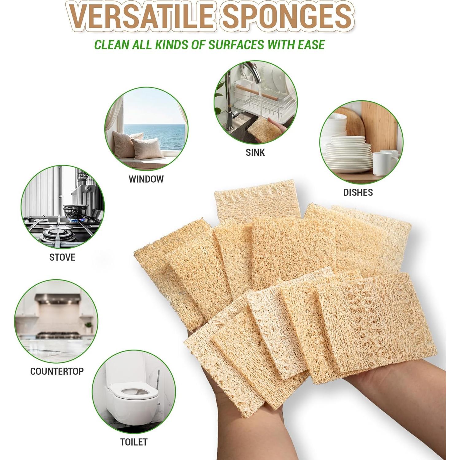 Esponjas de Lufa Doble Cara Herbvian - Paquete de 12 Unidades