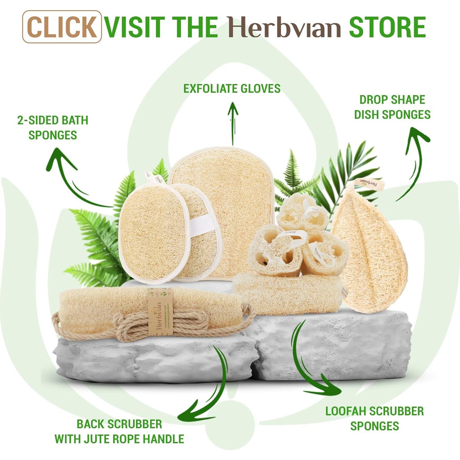 Esponjas de Lufa Doble Cara Herbvian - Paquete de 12 Unidades