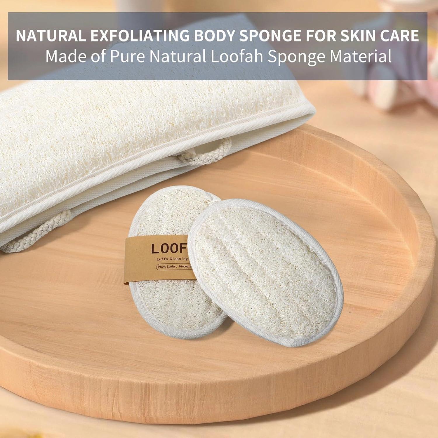 Esponja de Lufa Natural Kaaeiccr - Exfoliante Corporal 3 Piezas