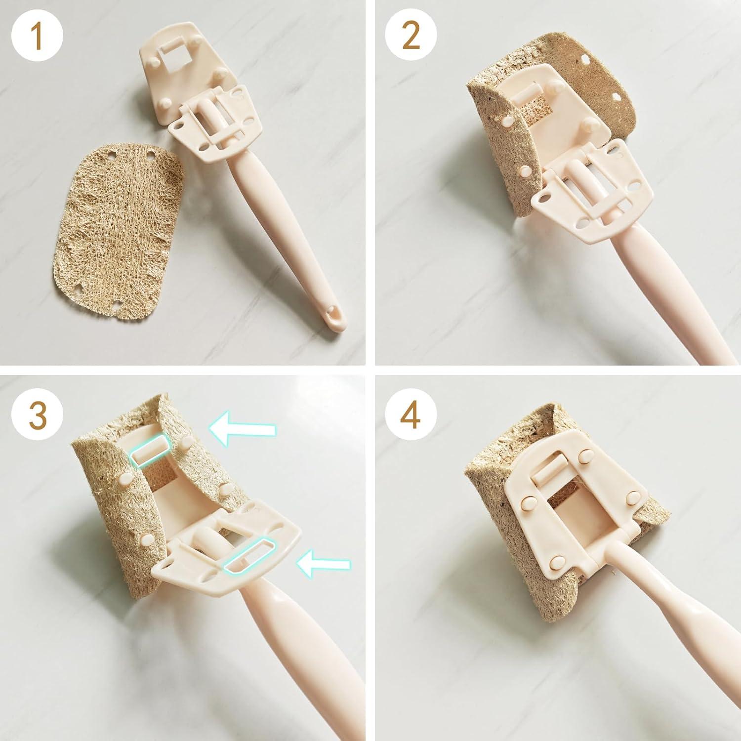 Juego de 5 Esponjas de Lufa Natural Genérico con Mango Ergonómico