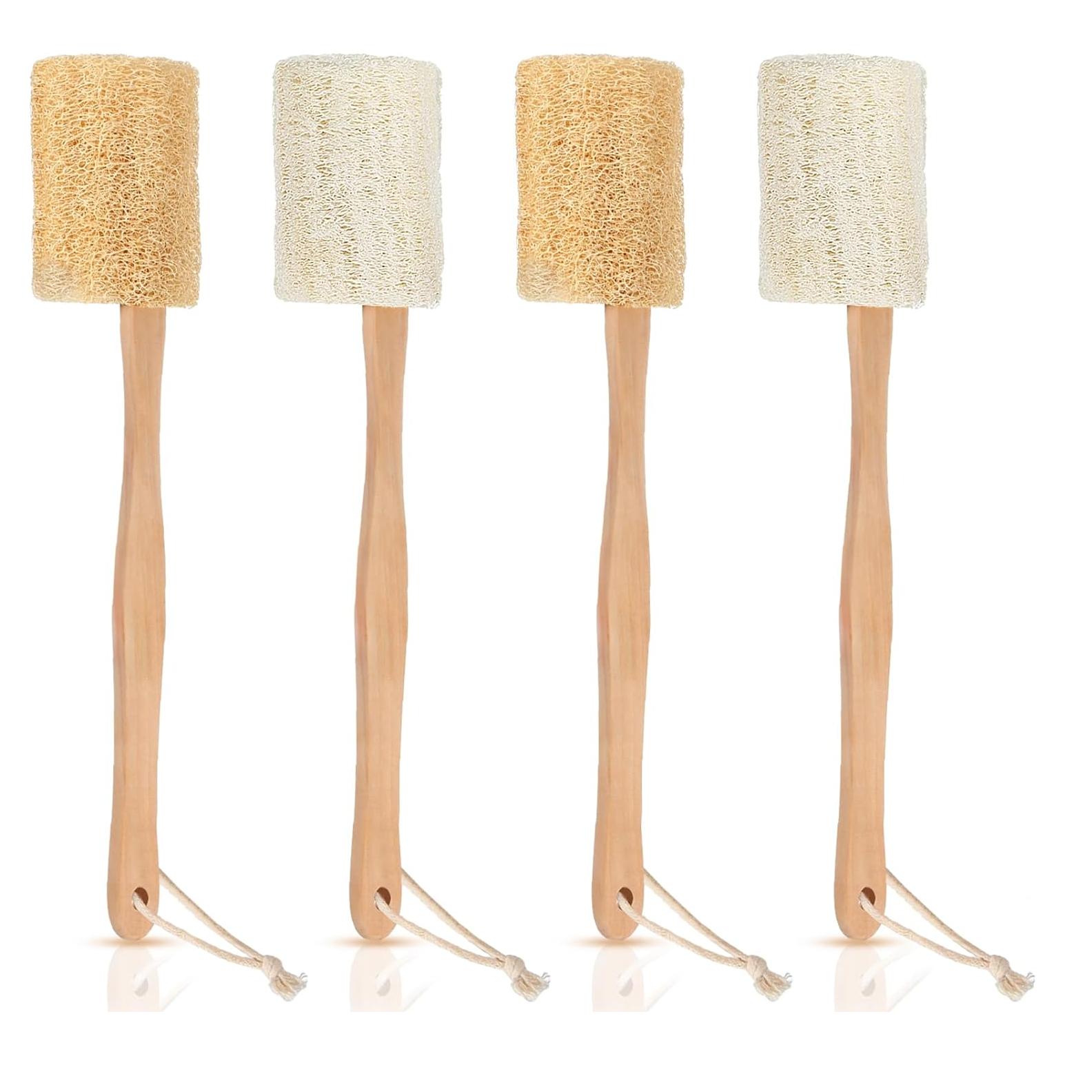 Esponja de Lufa con Mango Largo Bokon - 4 Piezas Exfoliantes