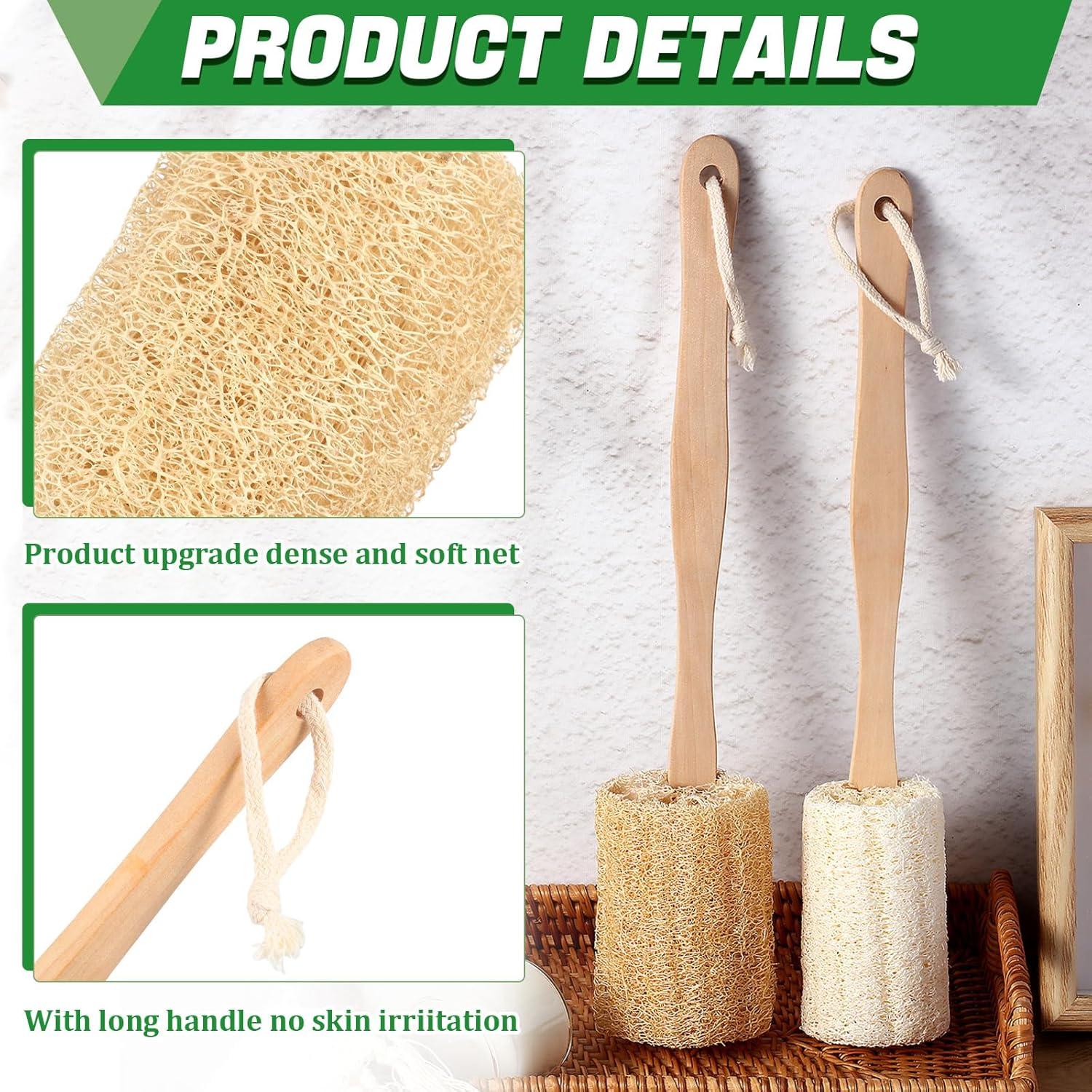 Esponja de Lufa con Mango Largo Bokon - 4 Piezas Exfoliantes