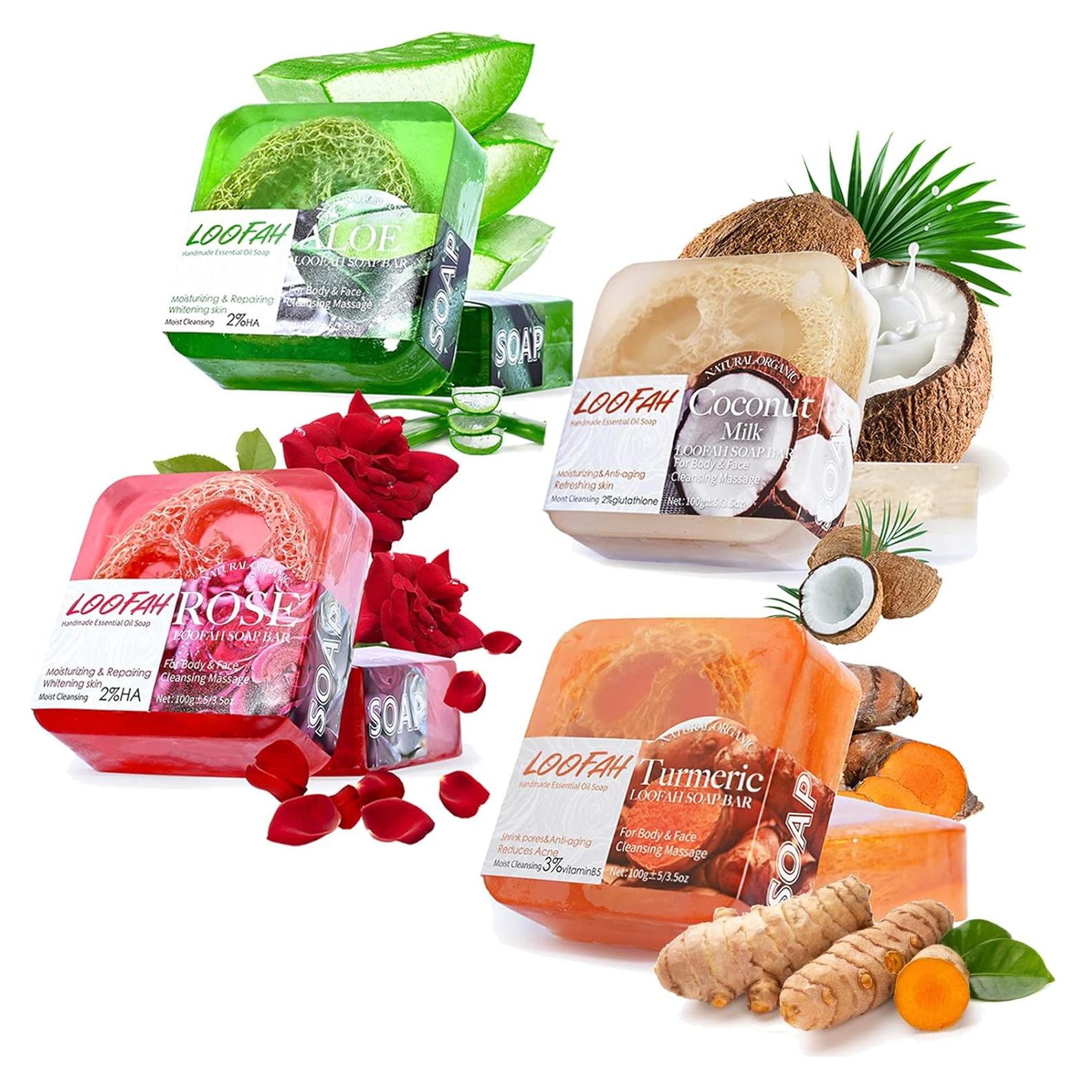 Barra de Jabón Natural de Lufa 4PCS - Dapoprren, Exfoliante