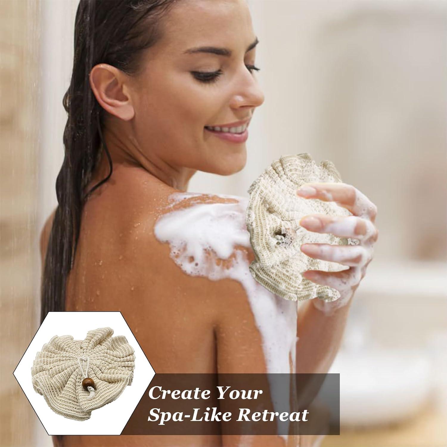 Guantes de Ducha Exfoliantes Naturales y Esponja de Lufa - Set de 3