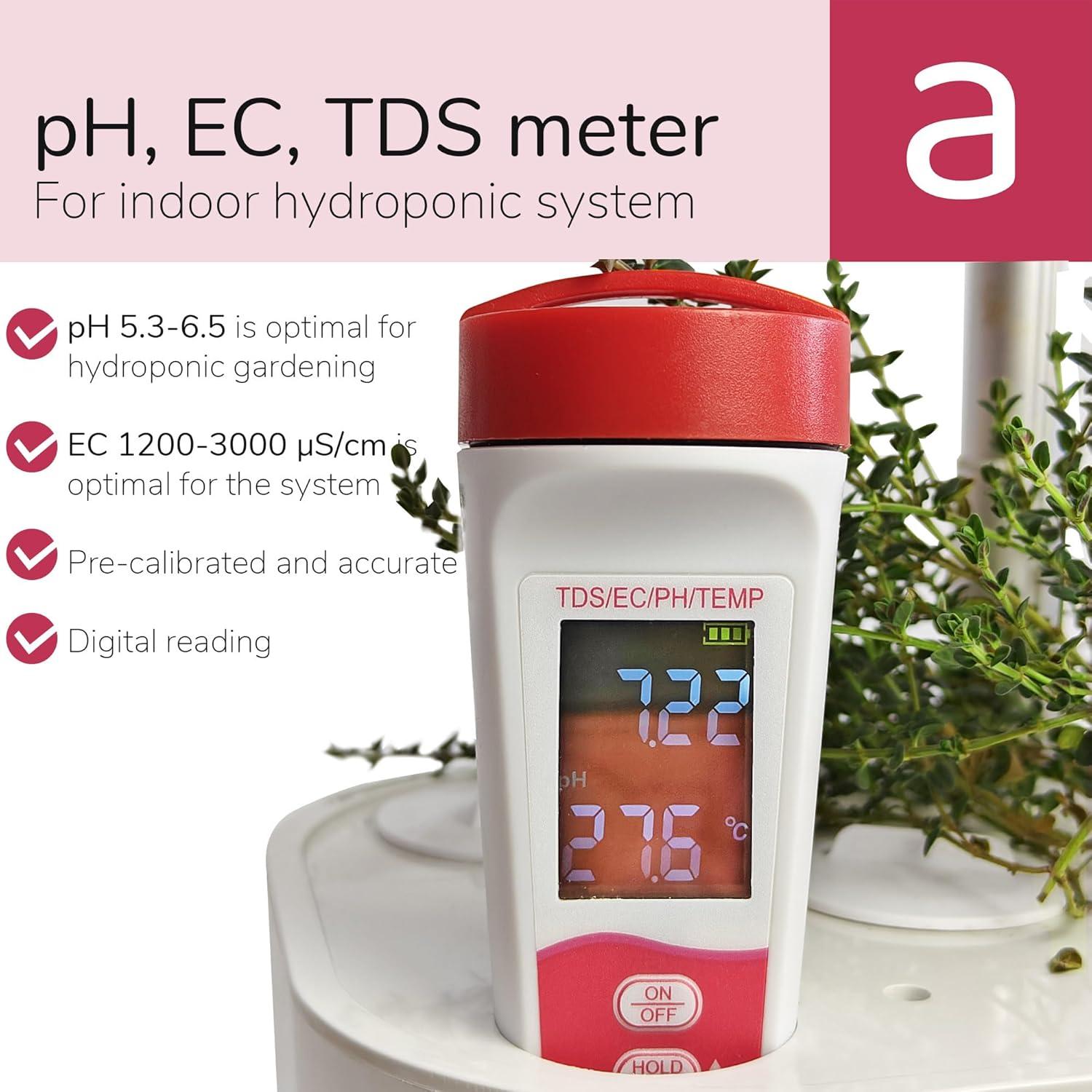 Medidor de pH y TDS Digital 4-en-1 para Hidroponía