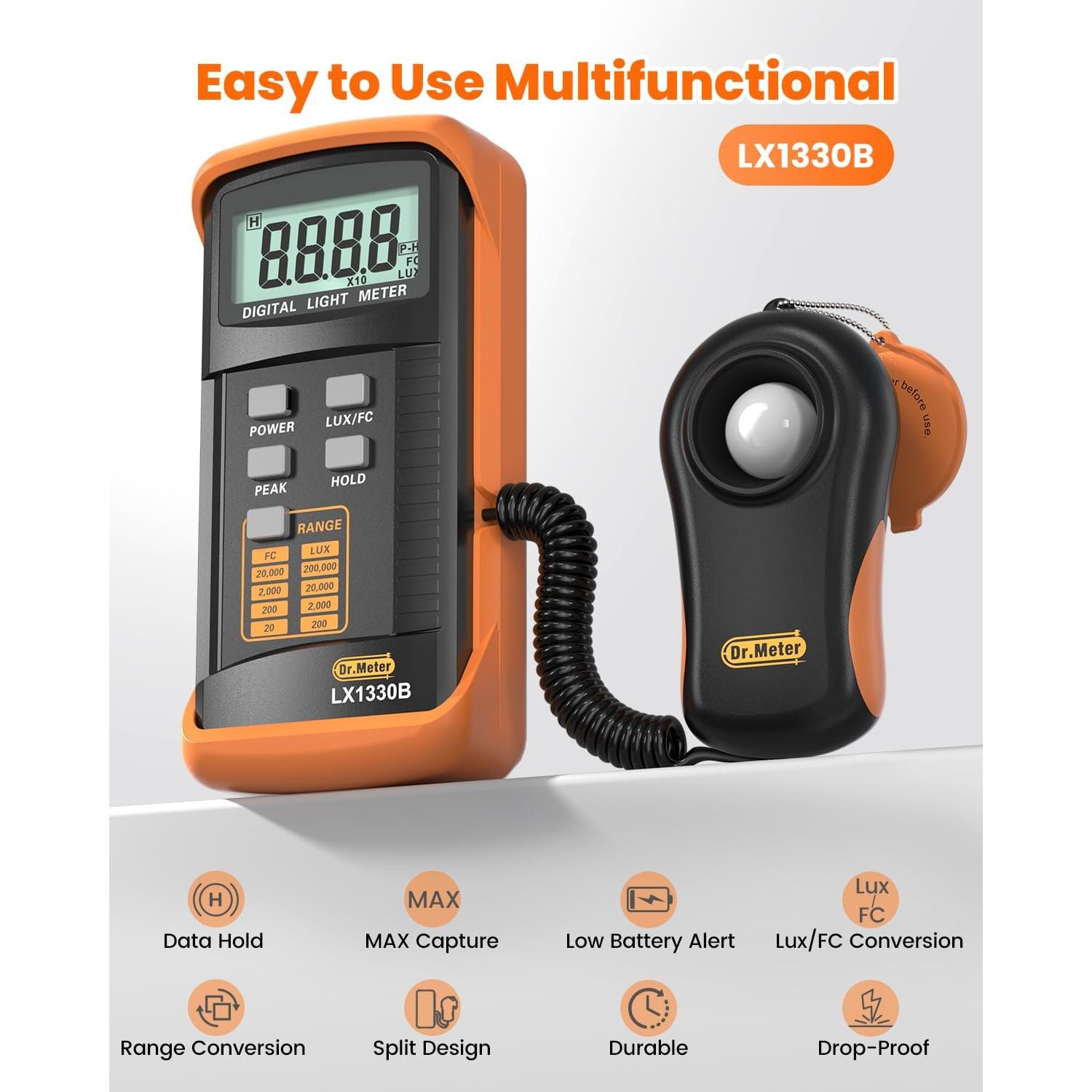 Medidor de Iluminación Digital Dr.meter LX1330B 0-200000 Lux