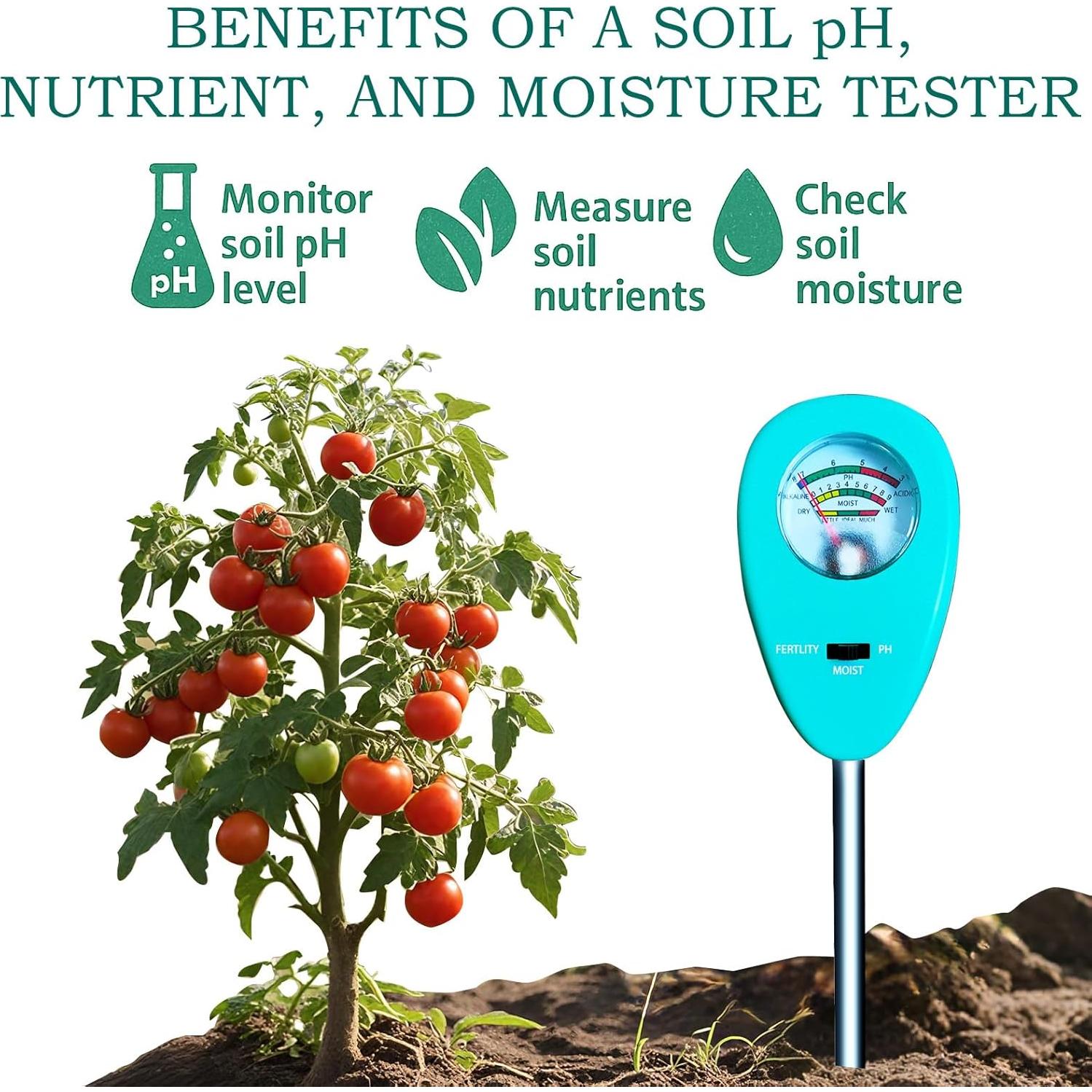 Medidor de humedad, pH y nutrientes del suelo 3 en 1 MY808