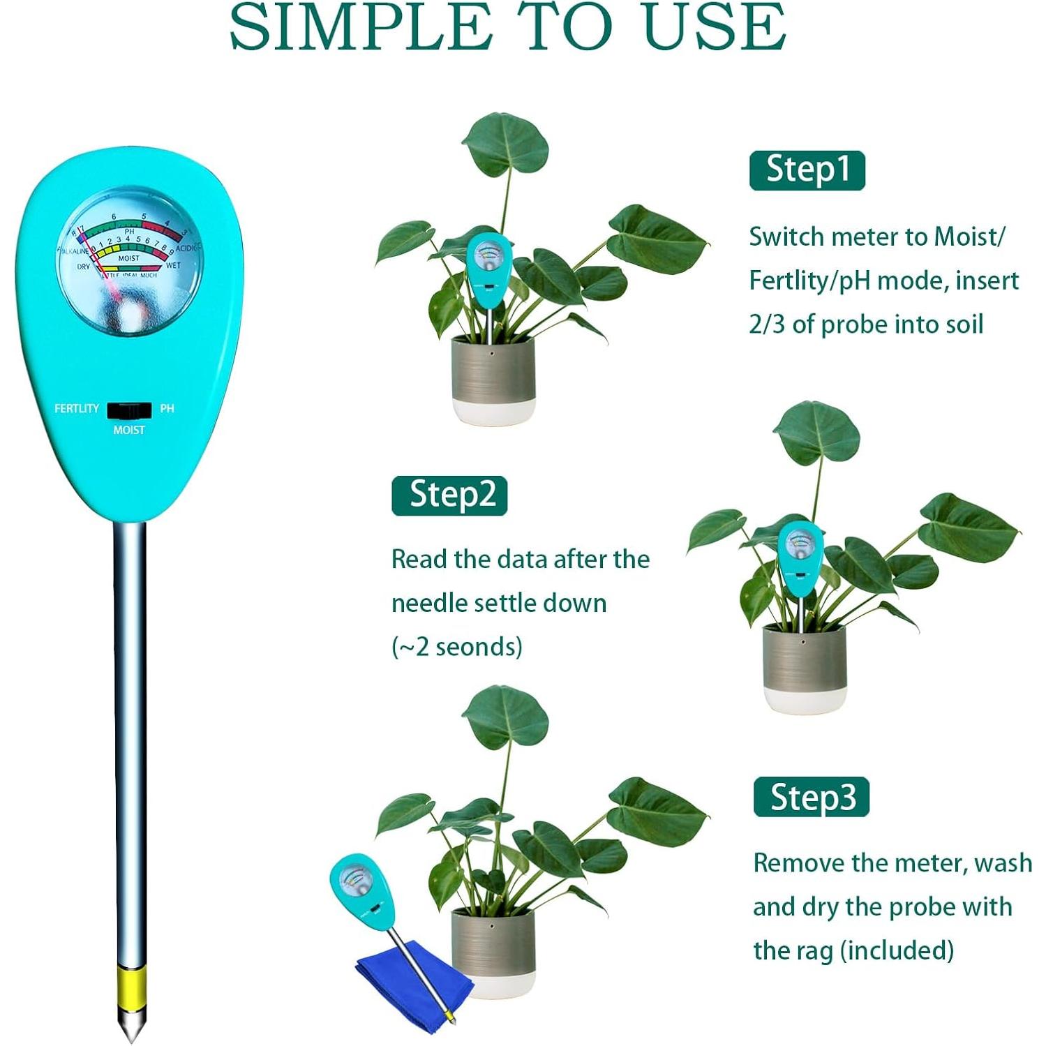 Medidor de humedad, pH y nutrientes del suelo 3 en 1 MY808
