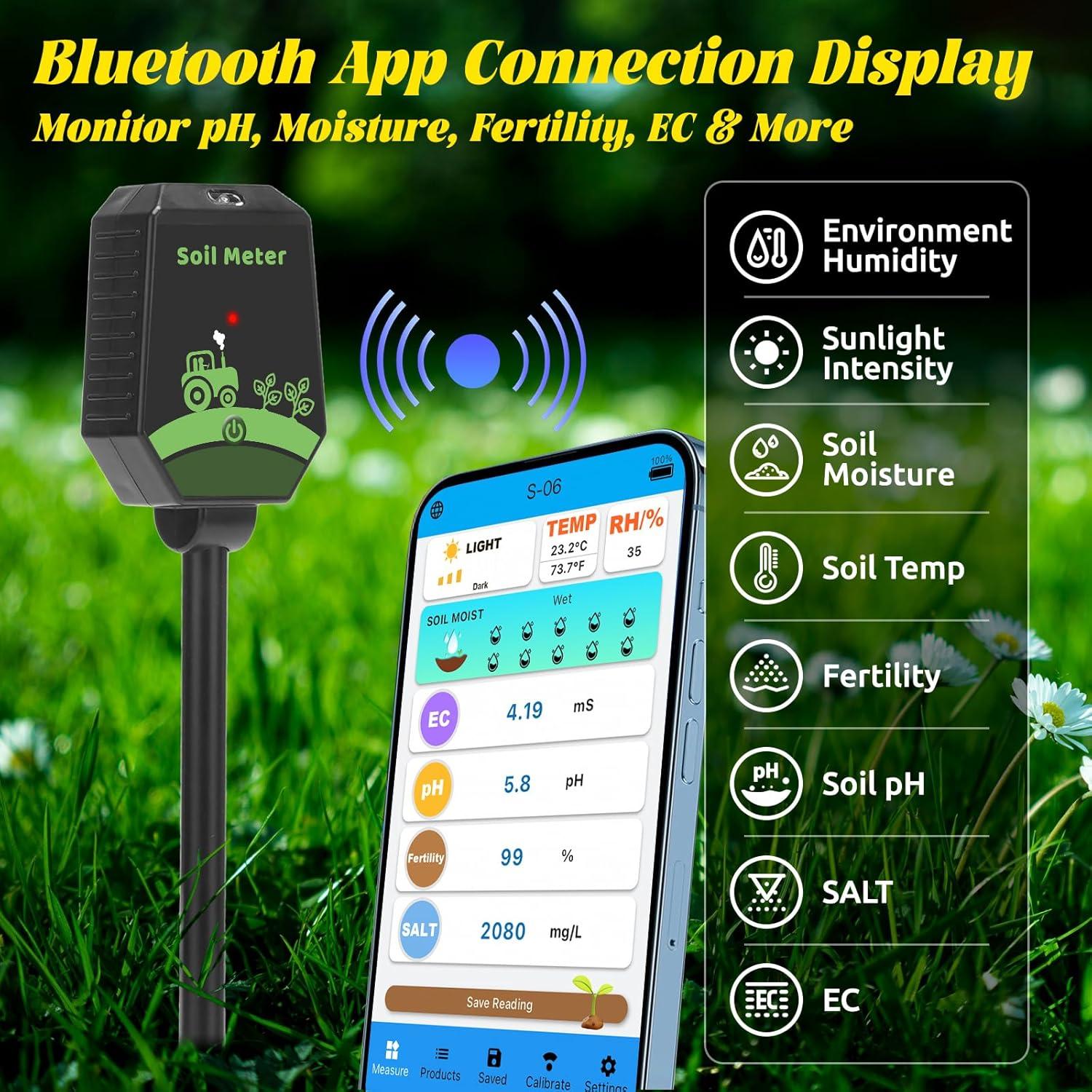 Probador de Suelo 8 en 1 ORAPXI - pH, Humedad, Luz, Temperatura