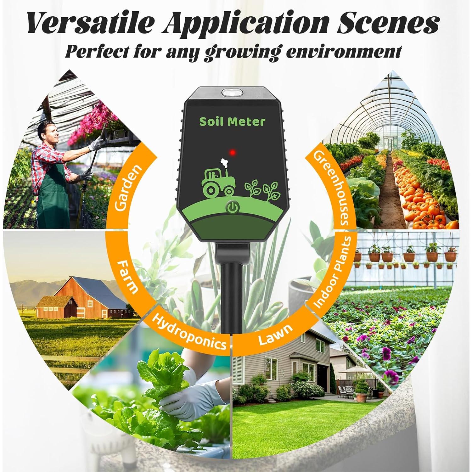Probador de Suelo 8 en 1 ORAPXI - pH, Humedad, Luz, Temperatura