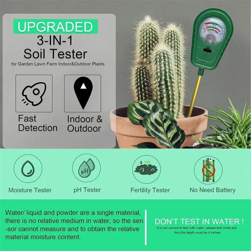 Kit de Prueba de Suelo 3-en-1 Soil-Tester: Humedad, pH y Nutrientes