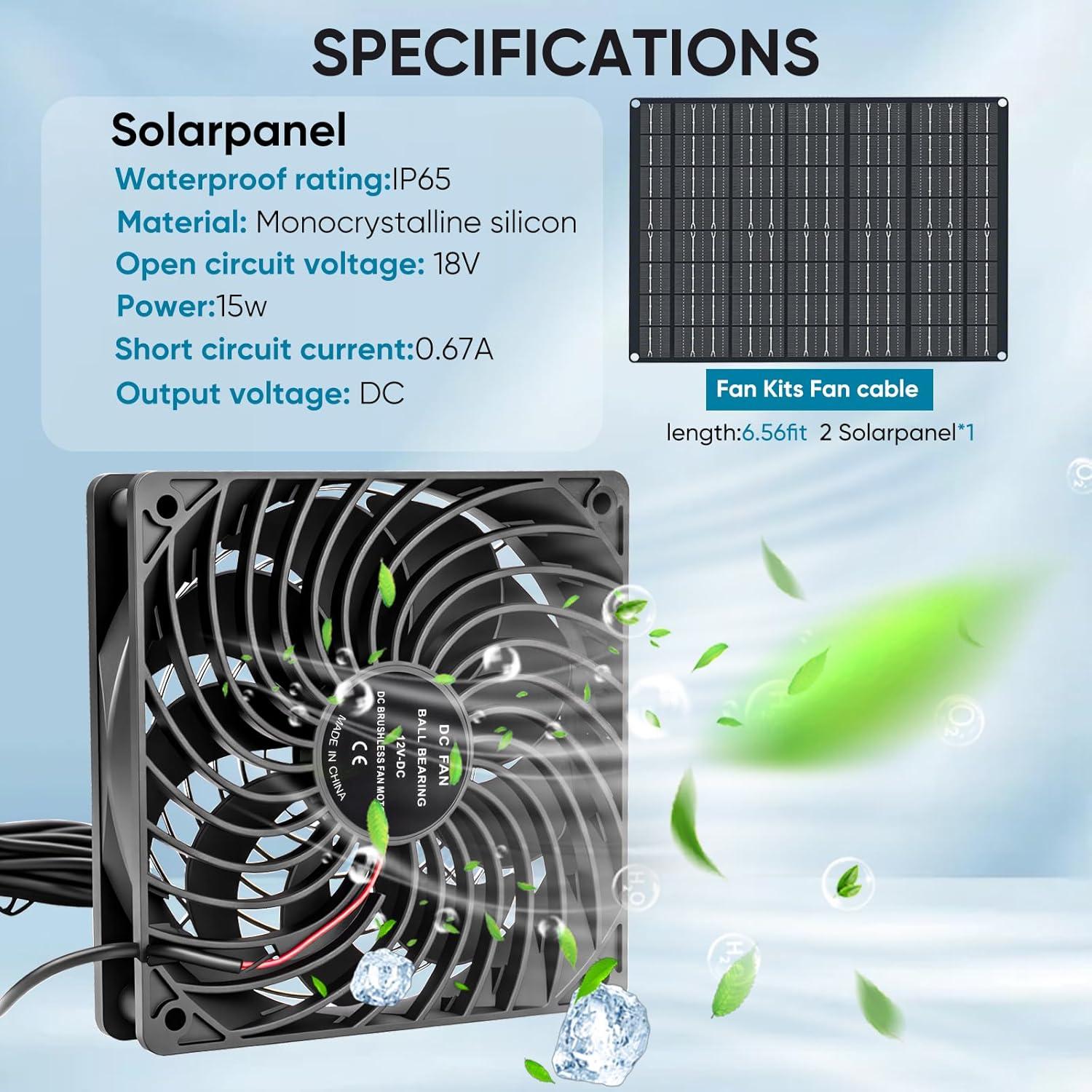 Ventilador Solar 15W Huiyu para Gallineros y Jardines