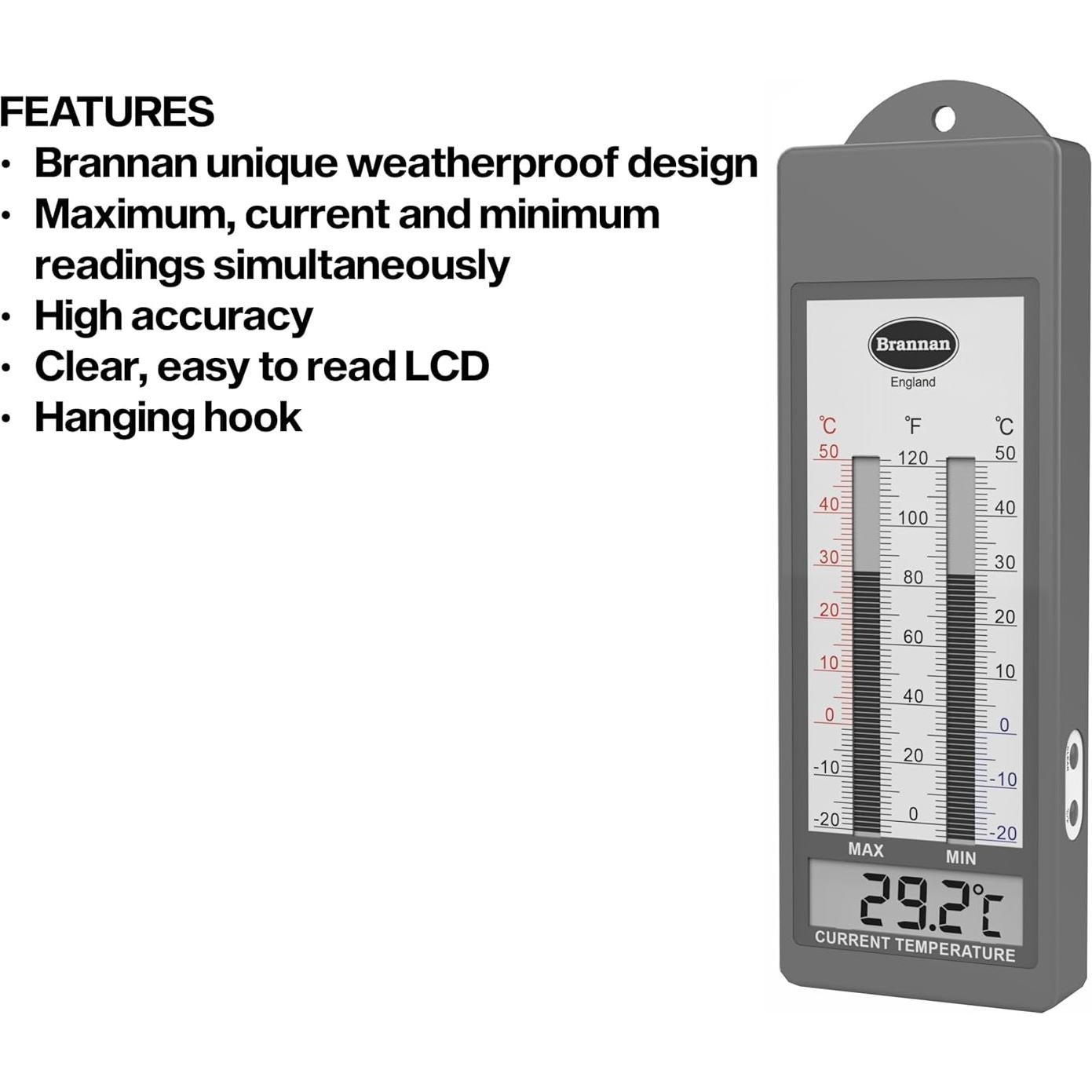 Termómetro Digital Max Min Impermeable Brannan 21x7x2.1cm