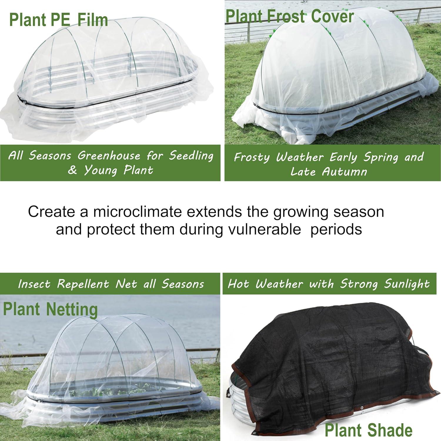 Cama Elevada Galvanizada Glowiu 180x90x30cm con Invernadero