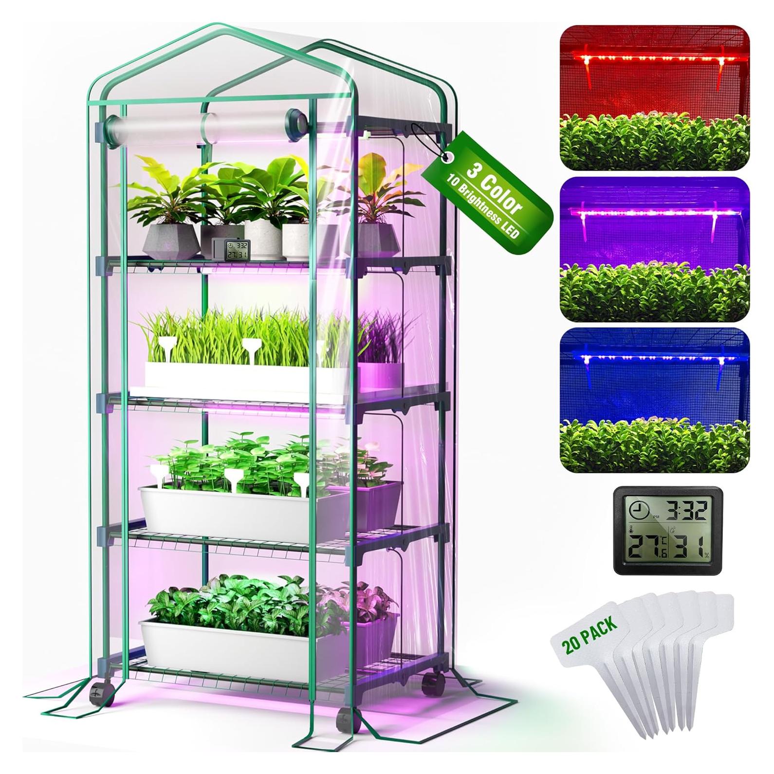 Invernadero Interior Mini PYY con Luz LED 4 Niveles 69x49x178cm