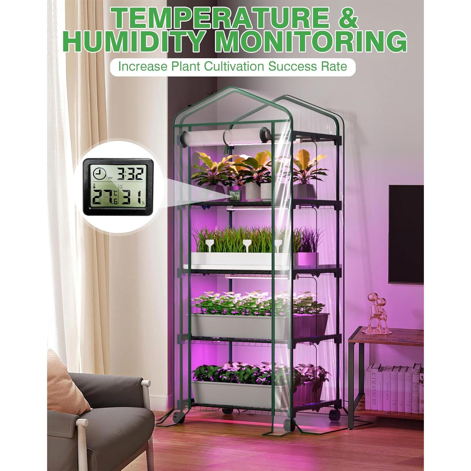 Invernadero Interior Mini PYY con Luz LED 4 Niveles 69x49x178cm