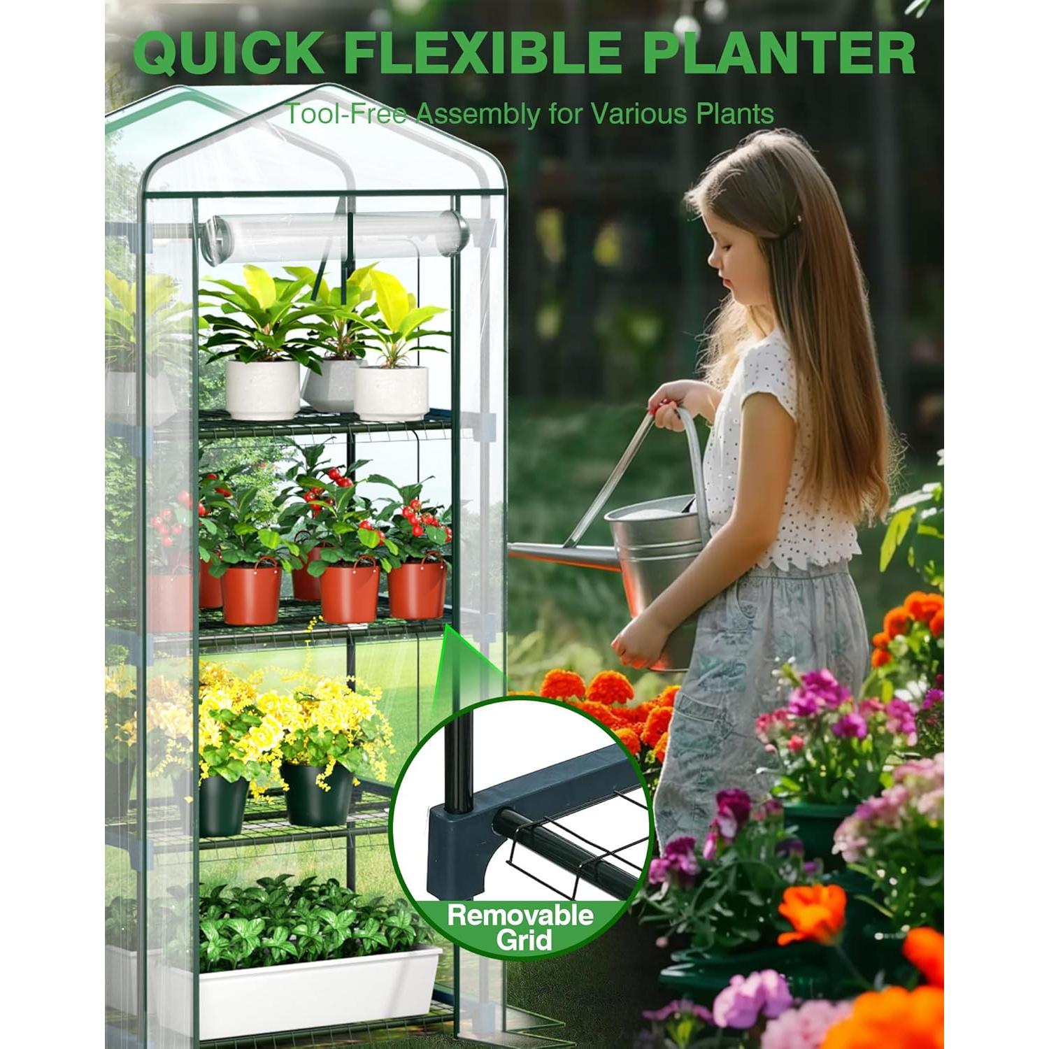 Invernadero Interior Mini PYY con Luz LED 4 Niveles 69x49x178cm