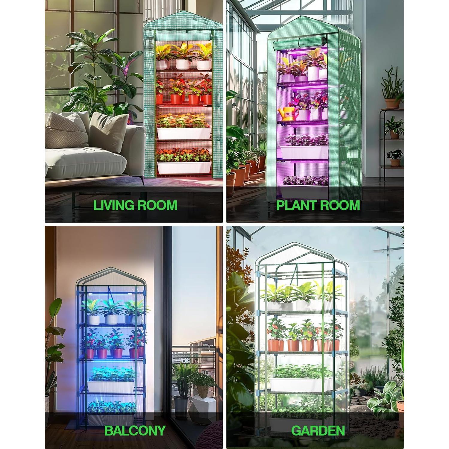 Invernadero Interior Mini PYY con Luz LED 4 Niveles 69x49x178cm