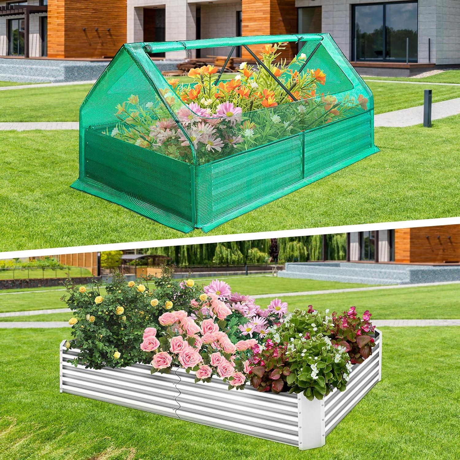 Cama de Jardín Elevada GSJSWX 1.83x0.91x0.91m con Cubierta