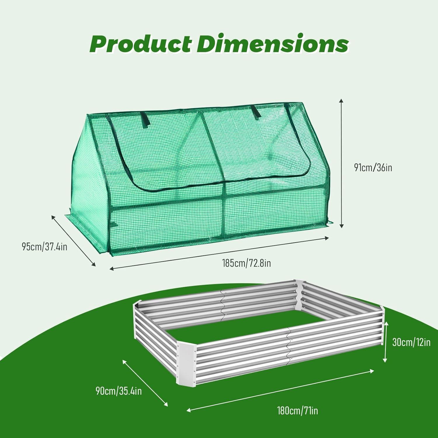 Cama de Jardín Elevada GSJSWX 1.83x0.91x0.91m con Cubierta