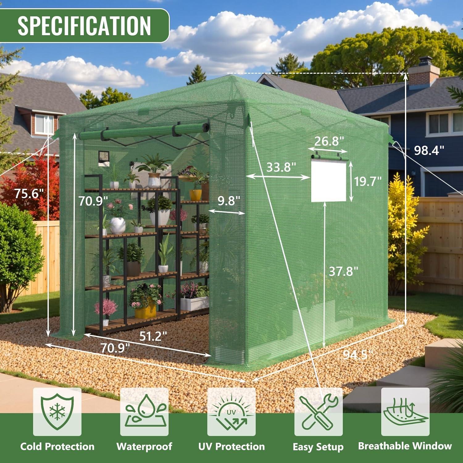 Invernadero Pop Up 2.44x1.83 metros Benass World con Puerta