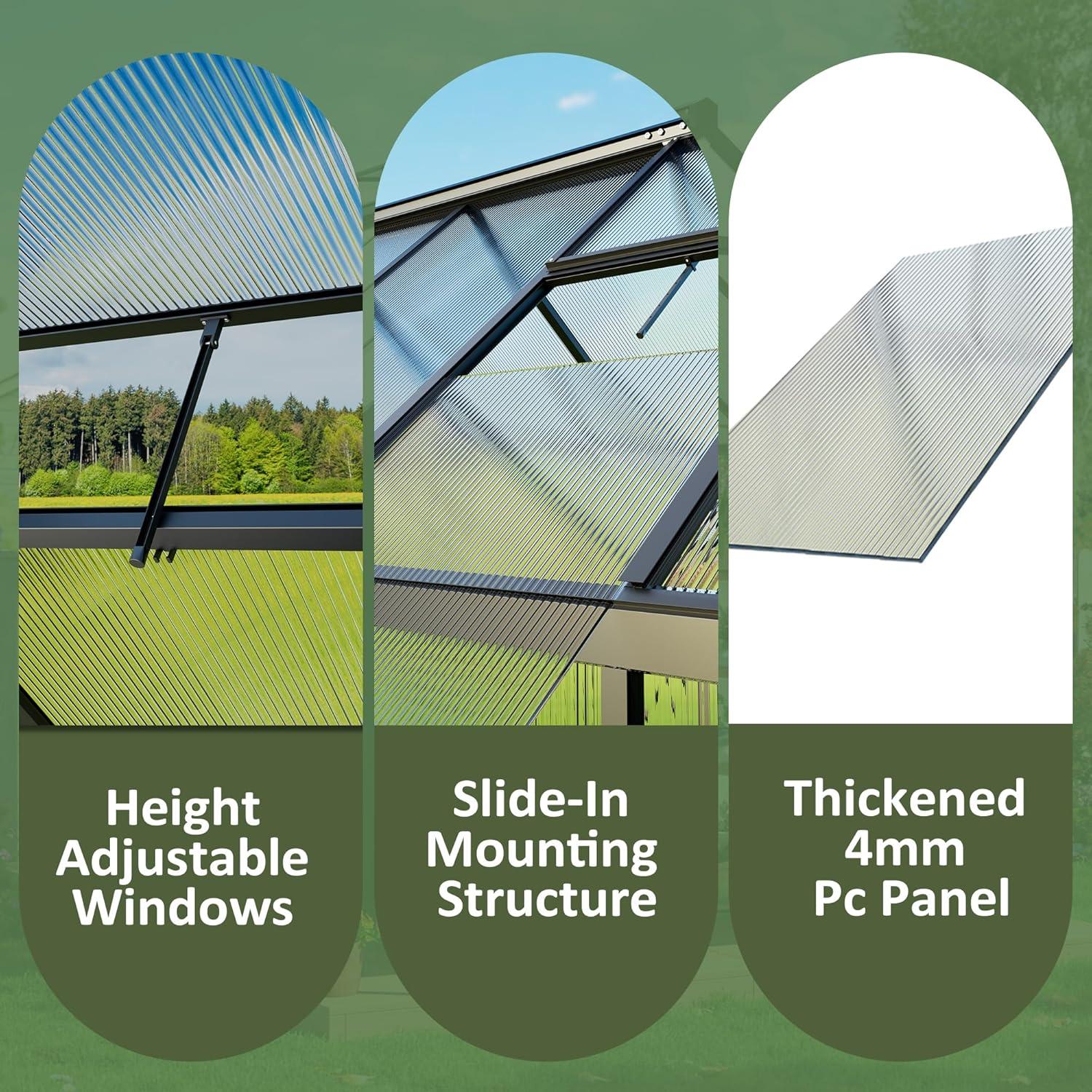 Invernadero WKM 1.13x1.70 m Policarbonato Negro con Ventilación