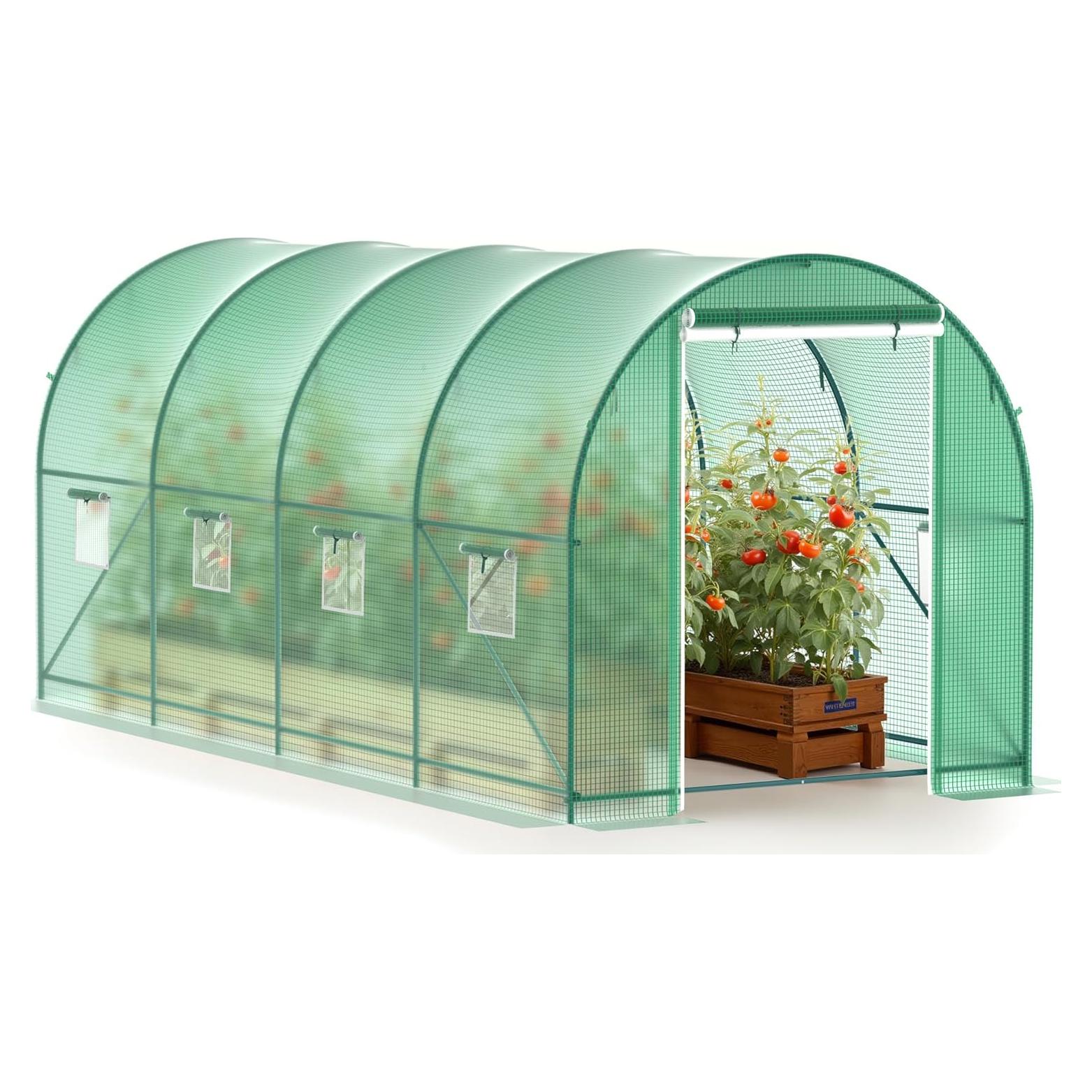 Invernadero de túnel Phonjoroo 4.57x2.13x2.13m con 6 ventanas