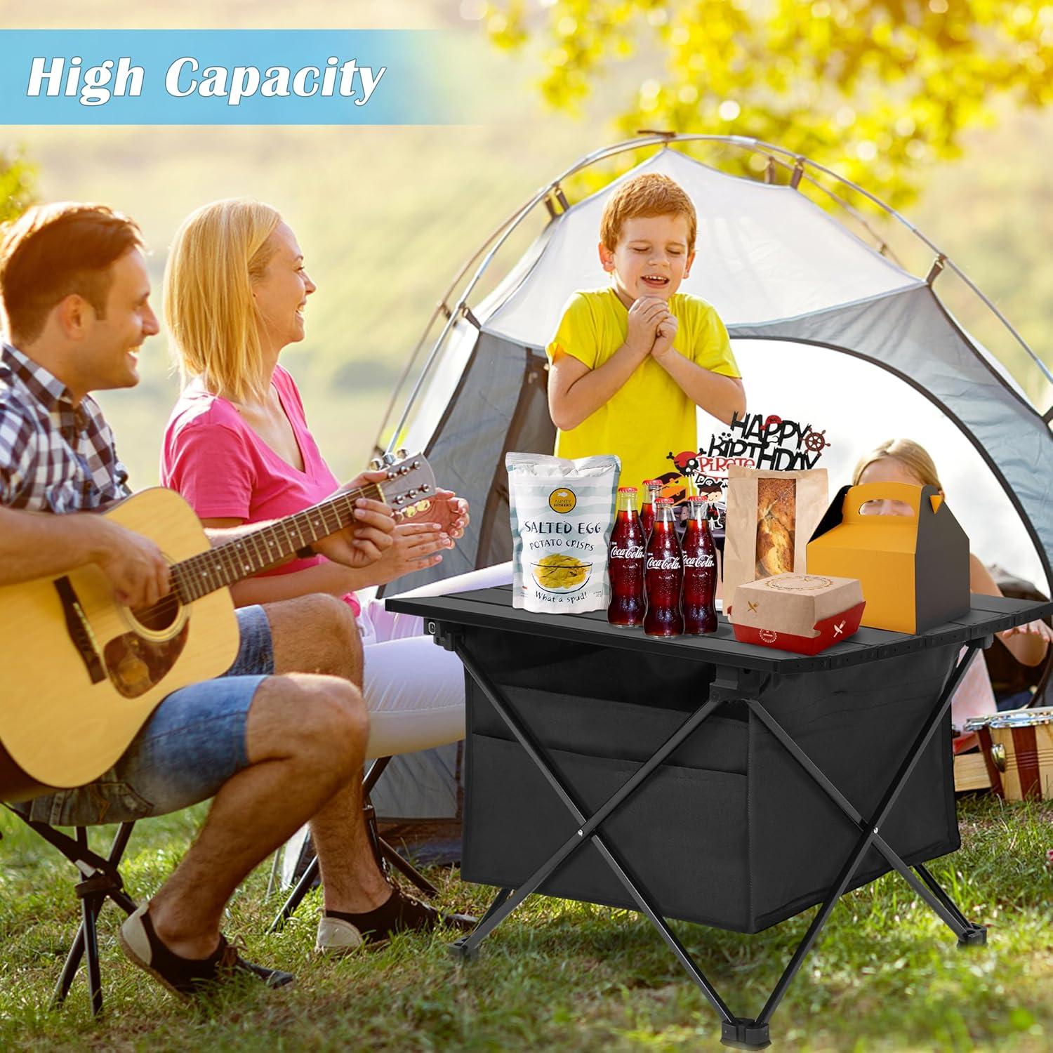 Mesa de Camping Plegable YSSOA Aluminio 40x35cm Negra